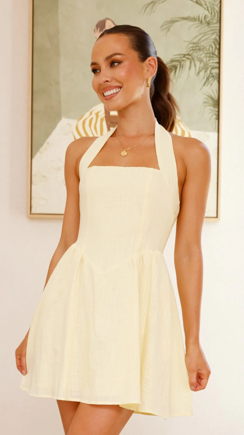 Peyton Mini Dress - Yellow - necksoother