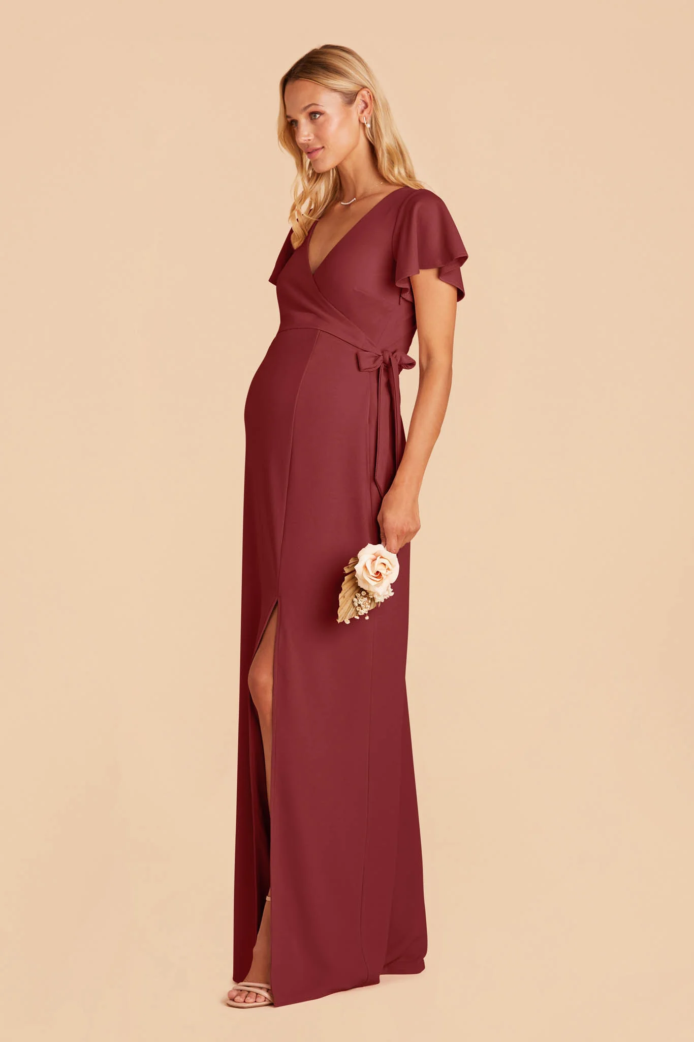 Yolanda Crepe Dress - Rosewood - necksoother