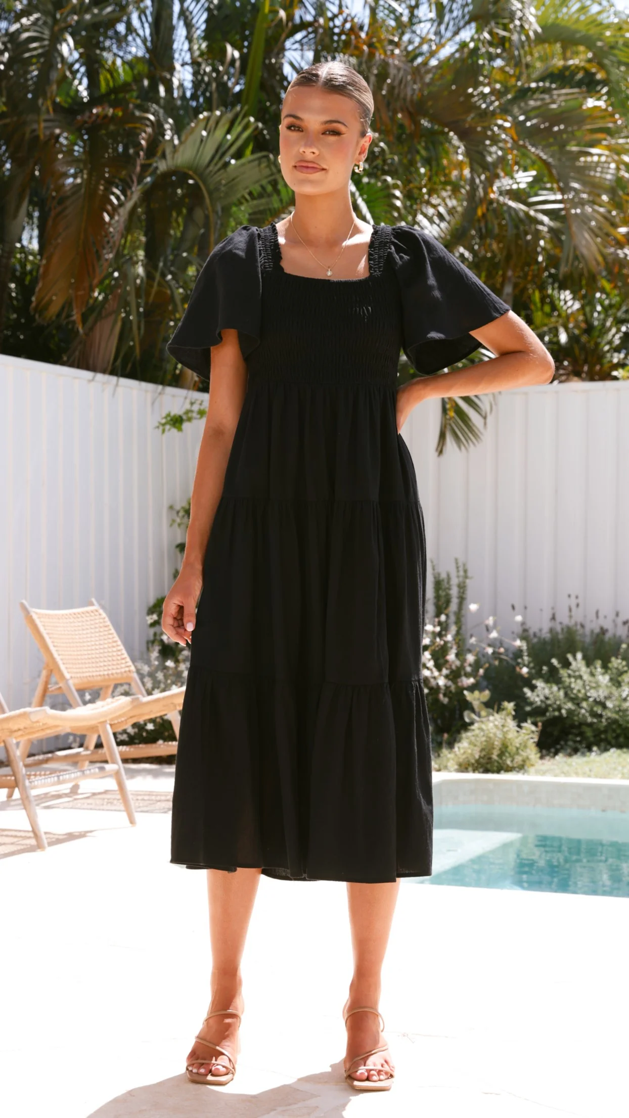 Tyra Midi Dress - Black - necksoother