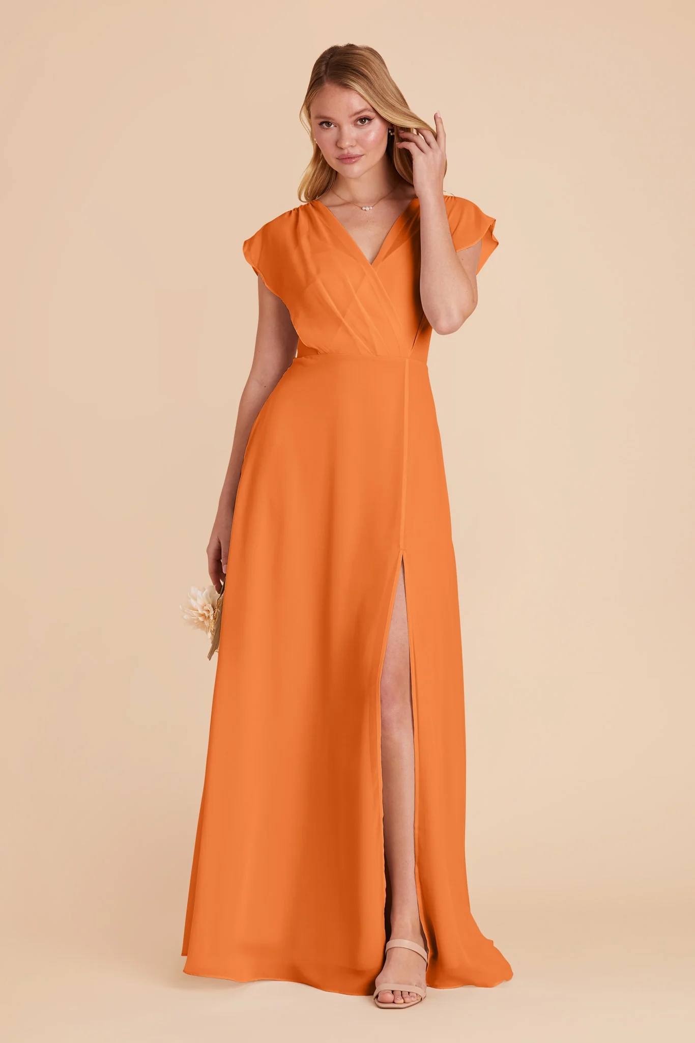 Violet Chiffon Dress - Apricot - necksoother