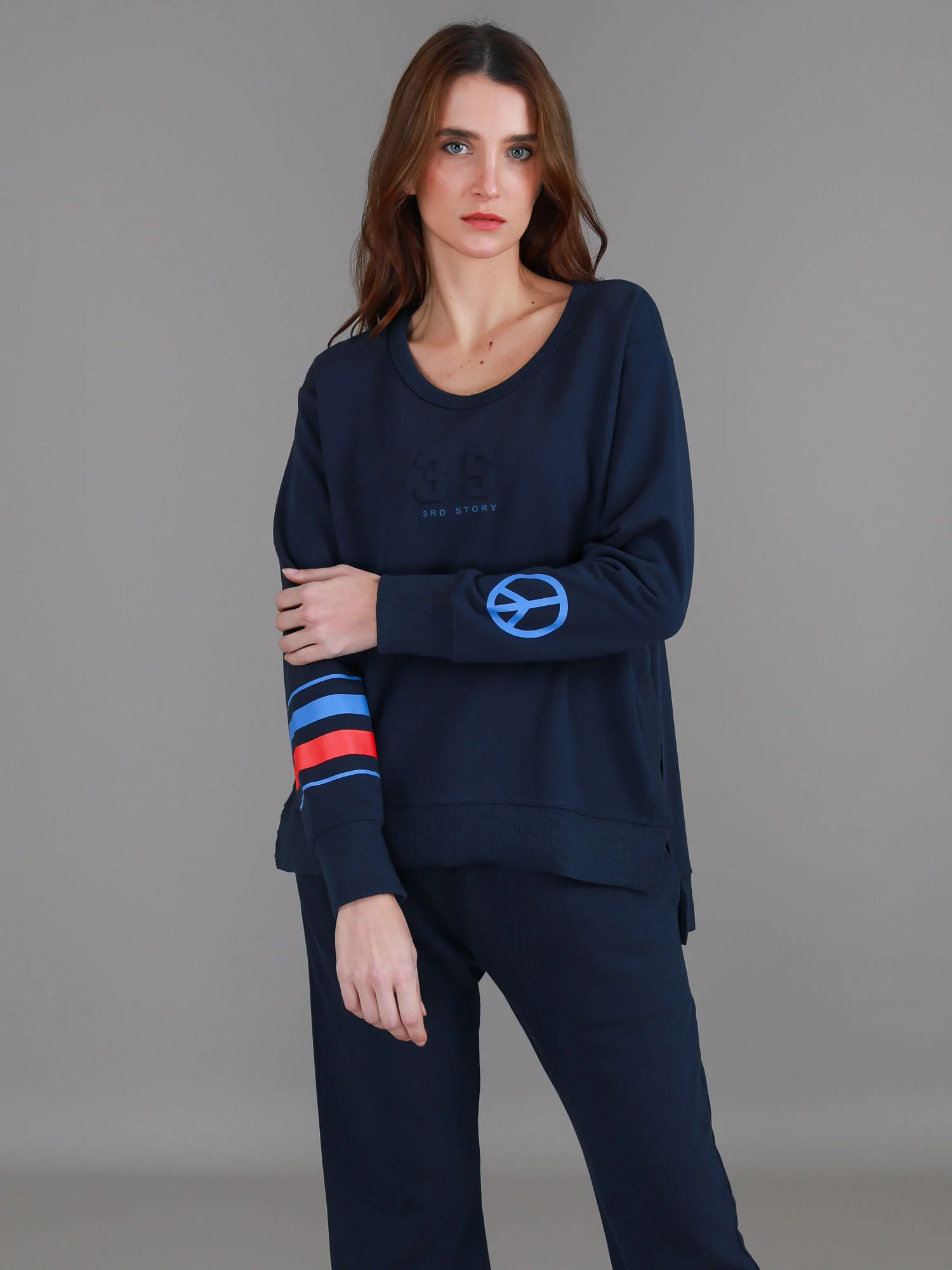 Maggie Peace n Stripe Sweatshirt - necksoother
