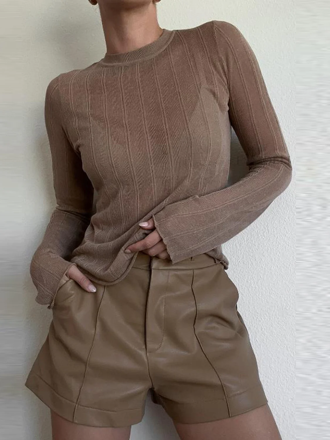 Round Neck Long Sleeve T-Shirt - necksoother