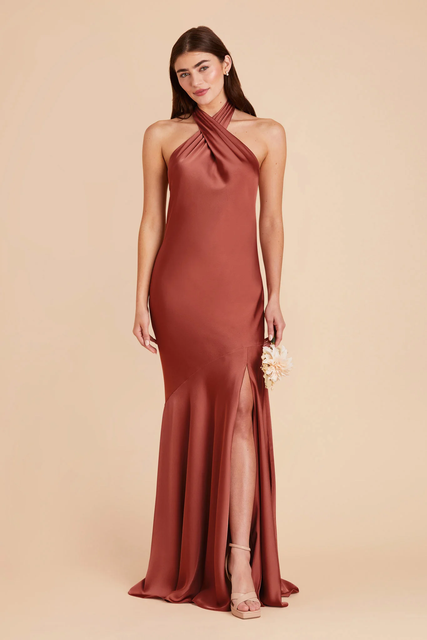 Stephanie Matte Satin Dress - Spice - necksoother