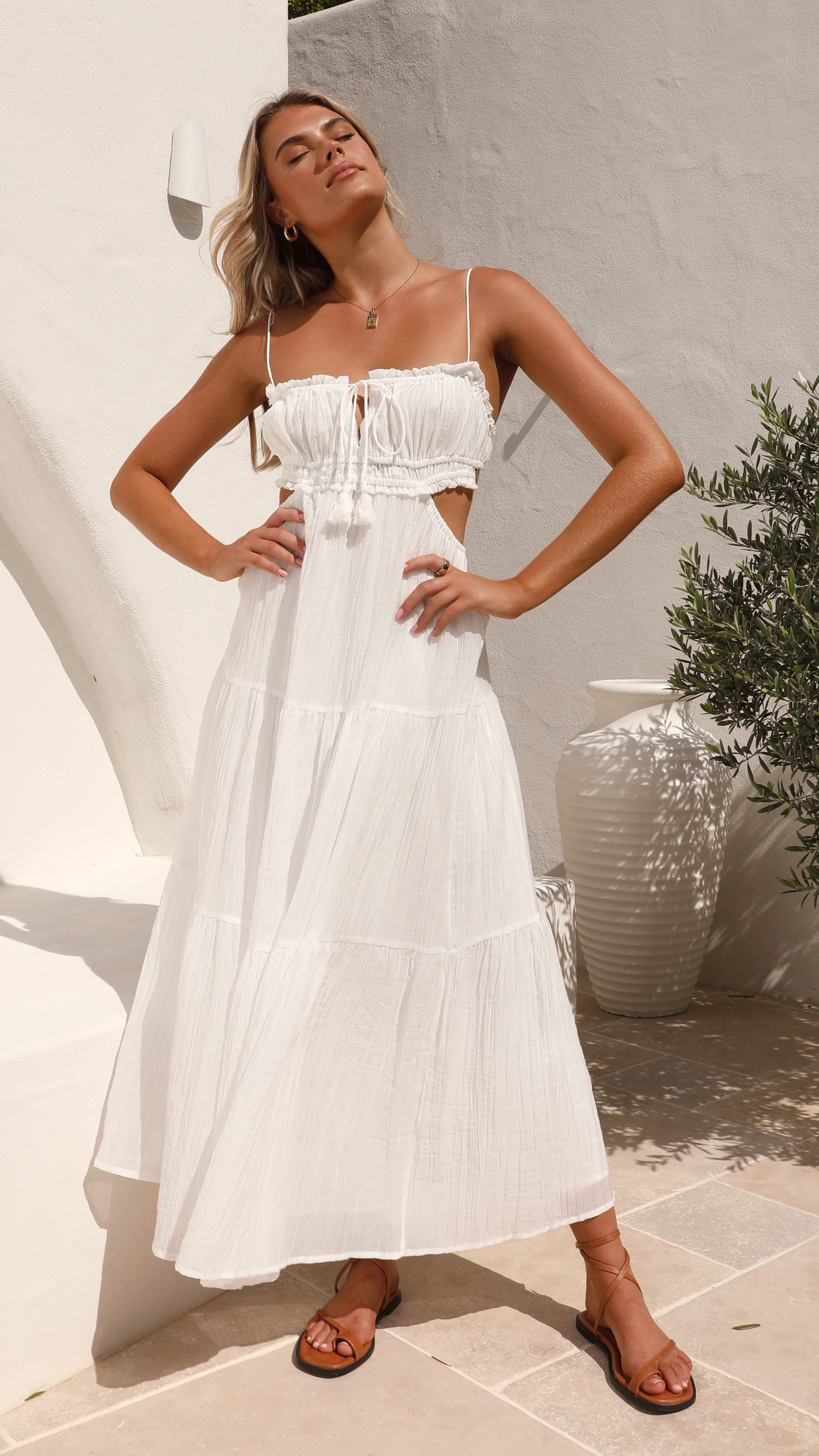 Vella Midi Dress - White - necksoother