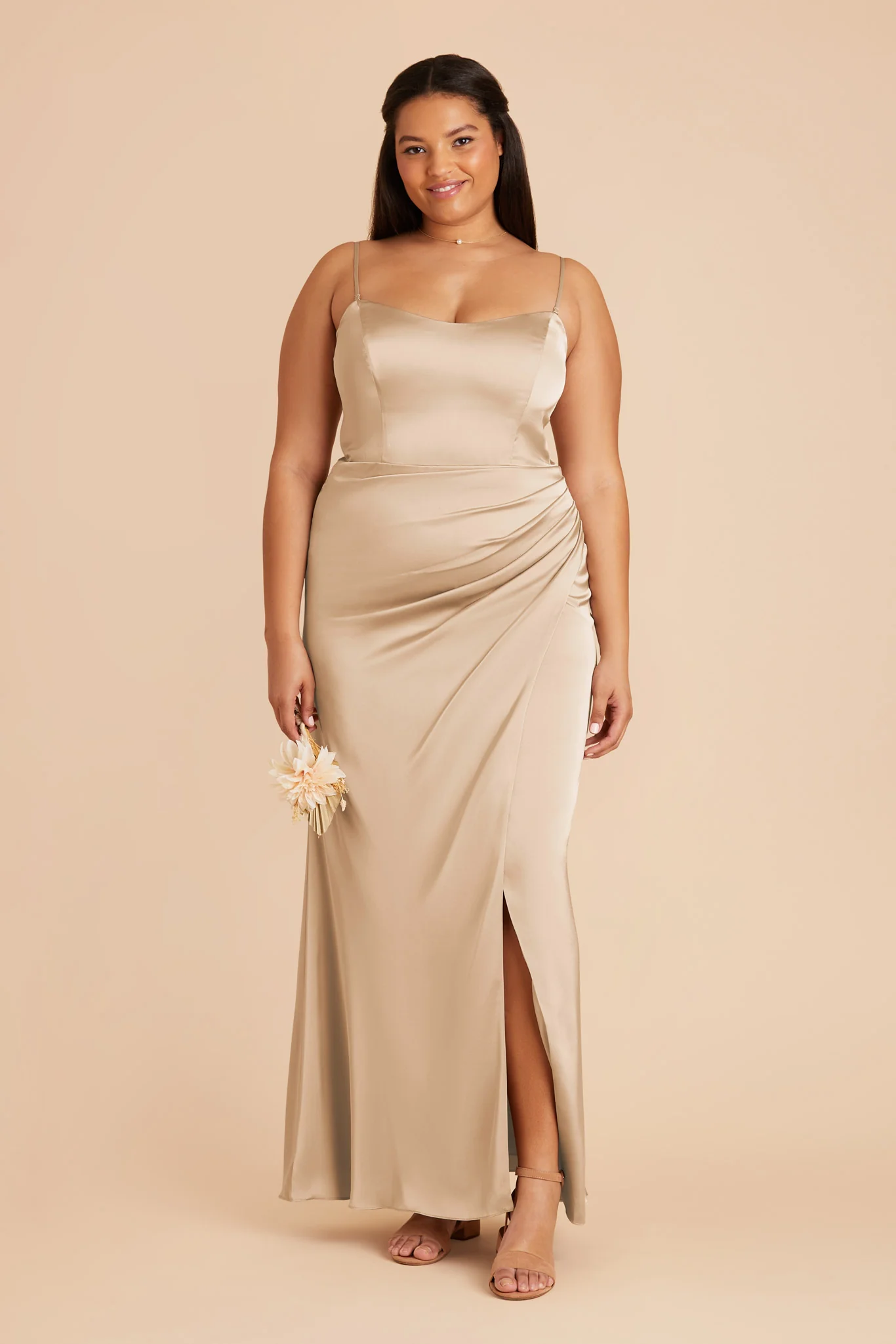 Anne Matte Satin Dress - Gold - necksoother