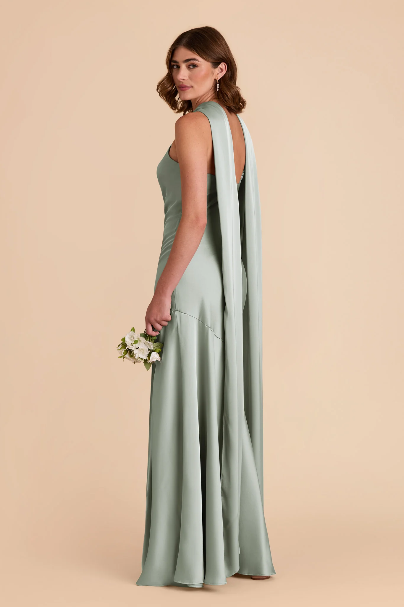 Eileen Matte Satin Dress - Sage - necksoother