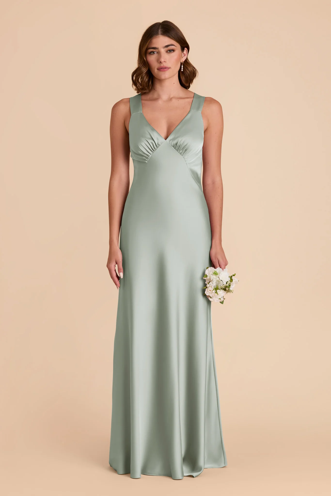 Veronica Matte Satin Dress - Sage - necksoother