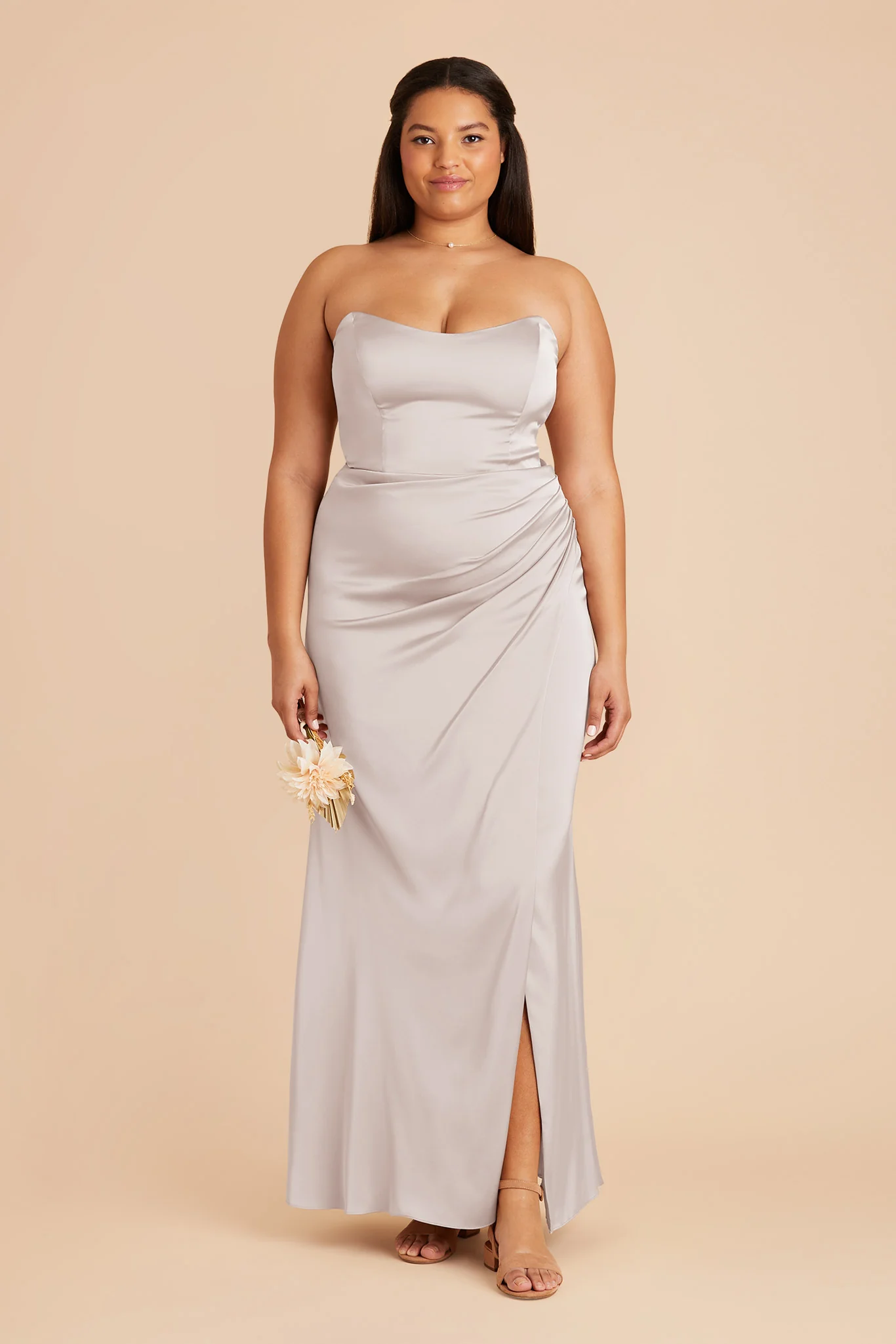 Anne Matte Satin Dress - Platinum - necksoother