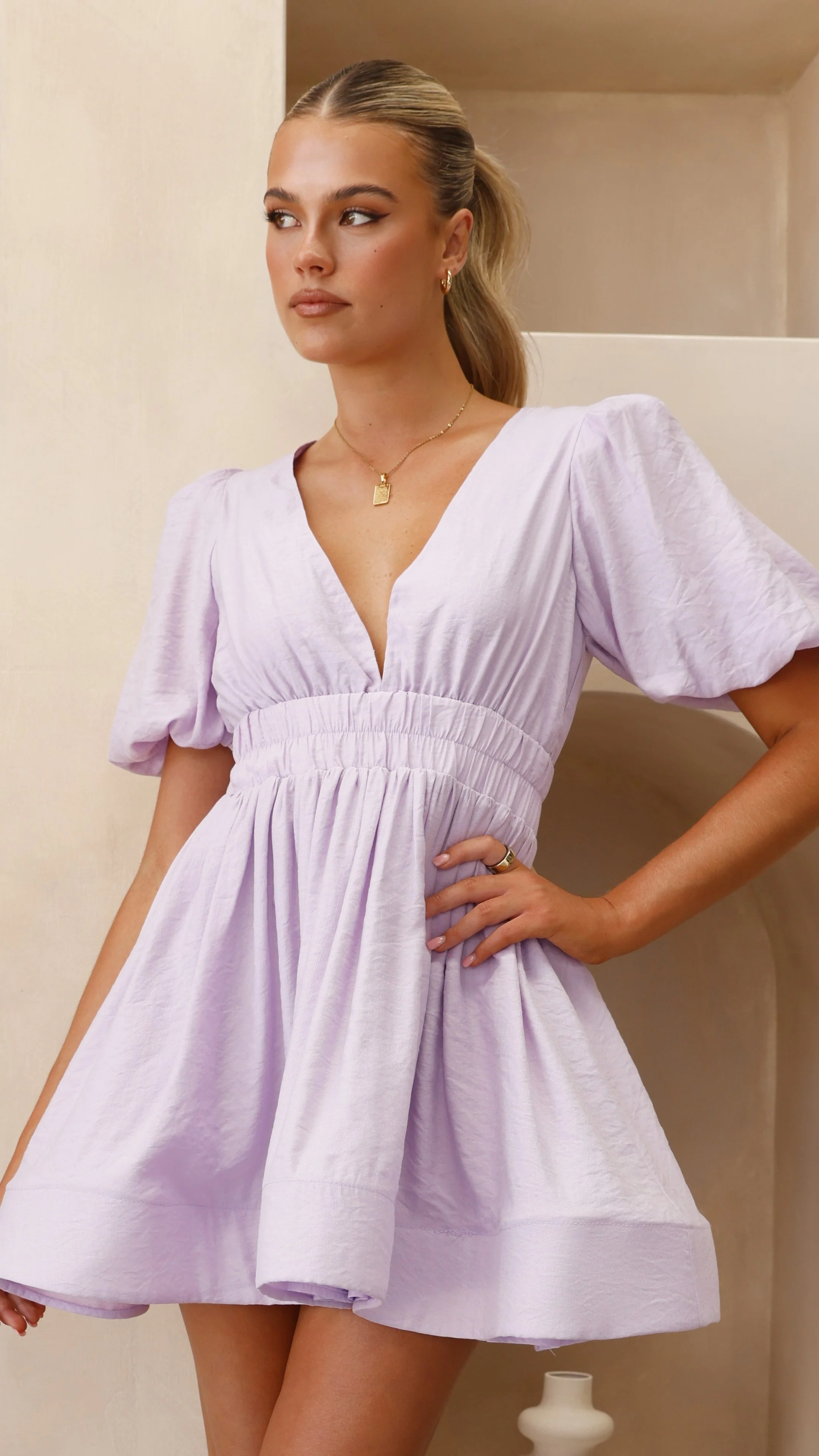 Erin Mini Dress- Lilac - necksoother