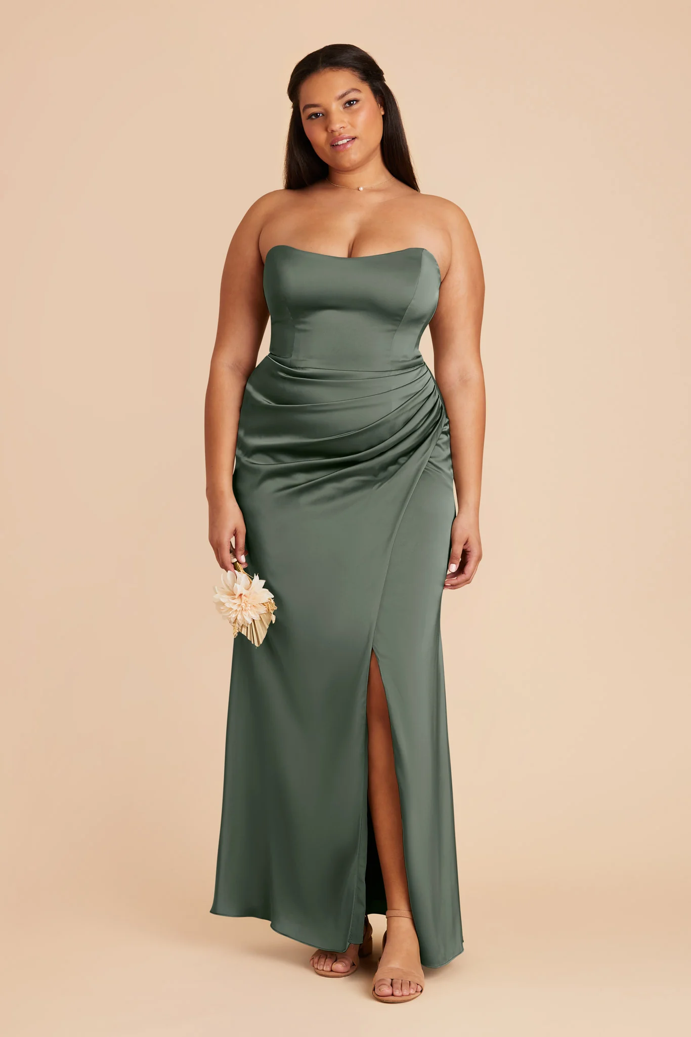 Anne Matte Satin Dress - Eucalyptus - necksoother