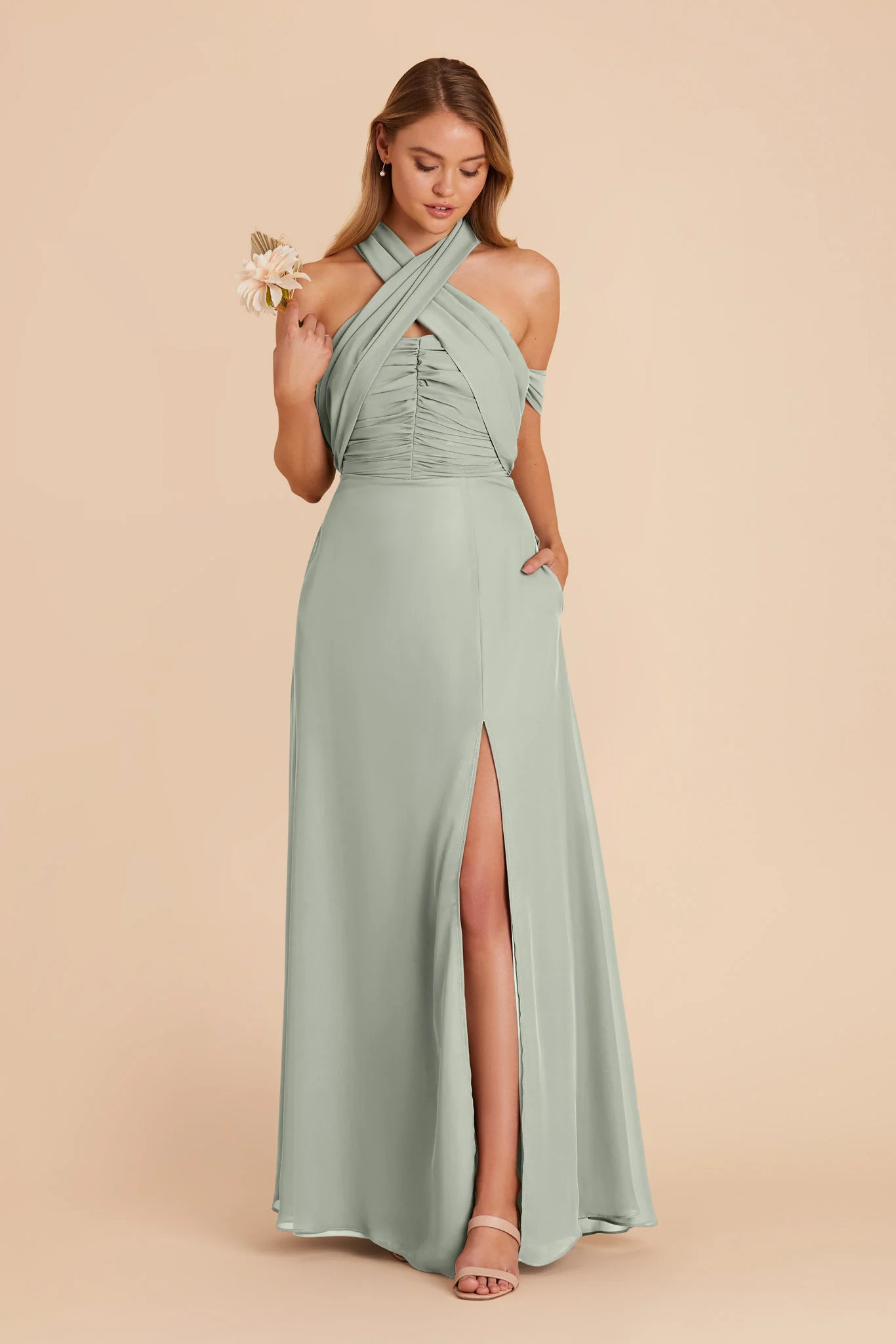 Cara Chiffon Dress - Sage - necksoother