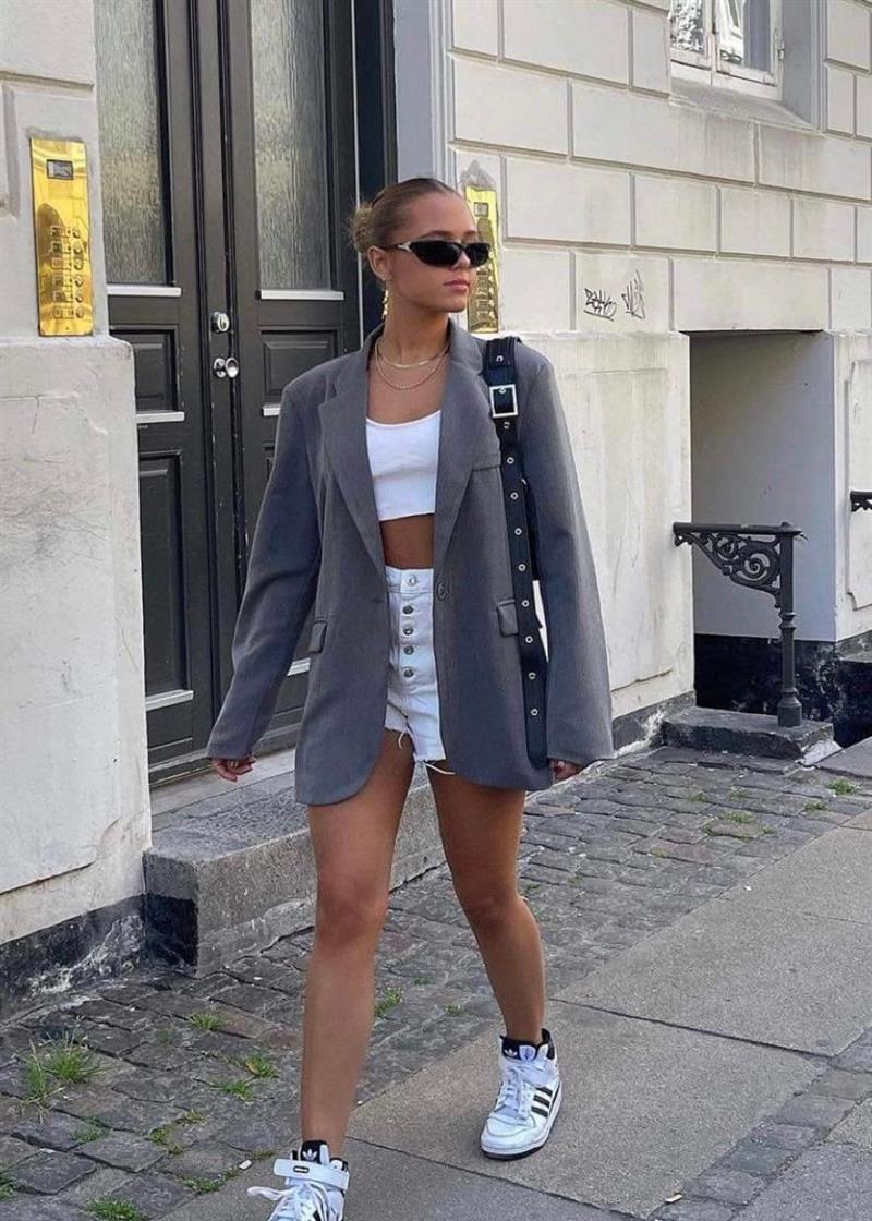 Premium - oversized blazer grey - necksoother