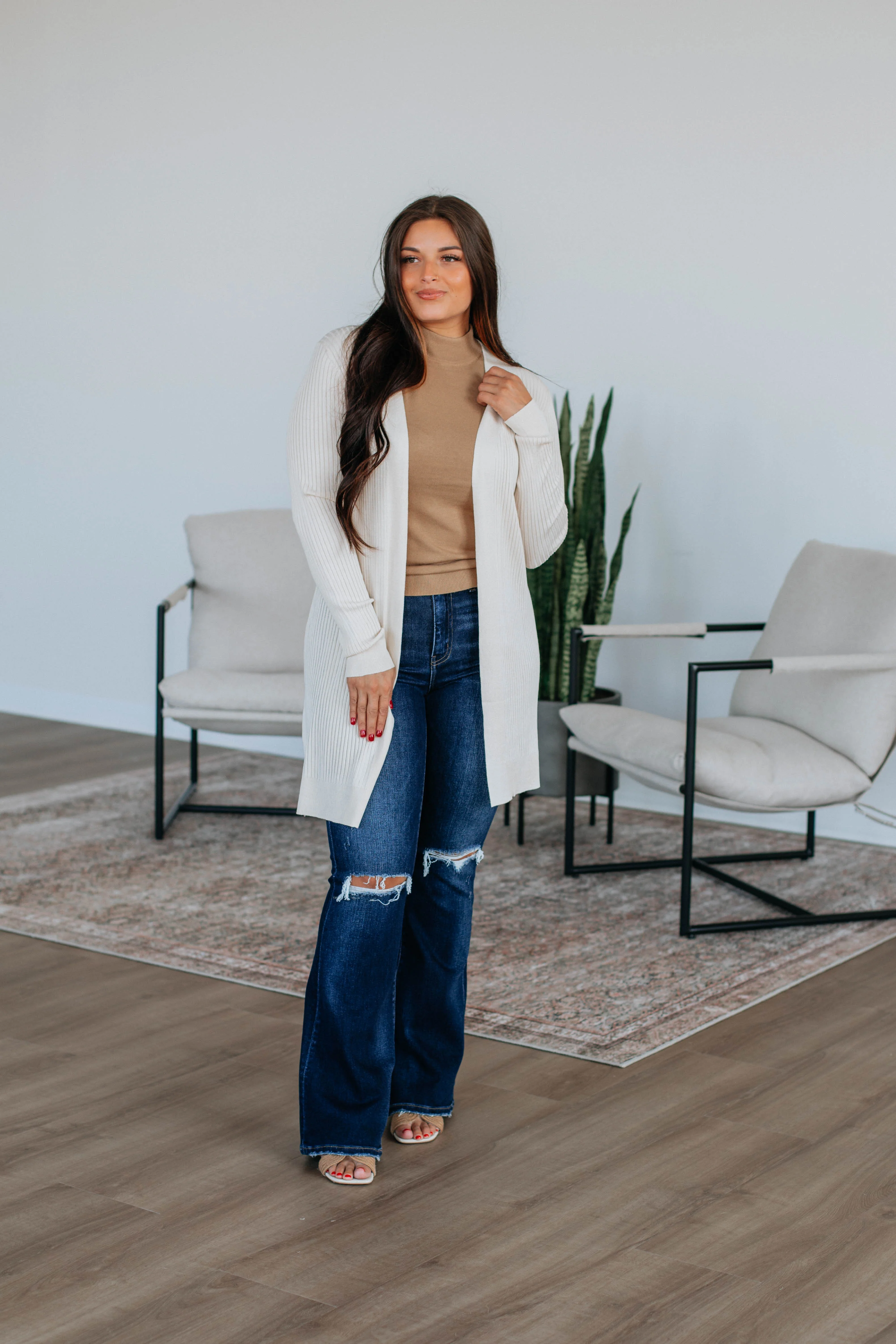 Maylin Ribbed Cardigan - Vanilla - necksoother