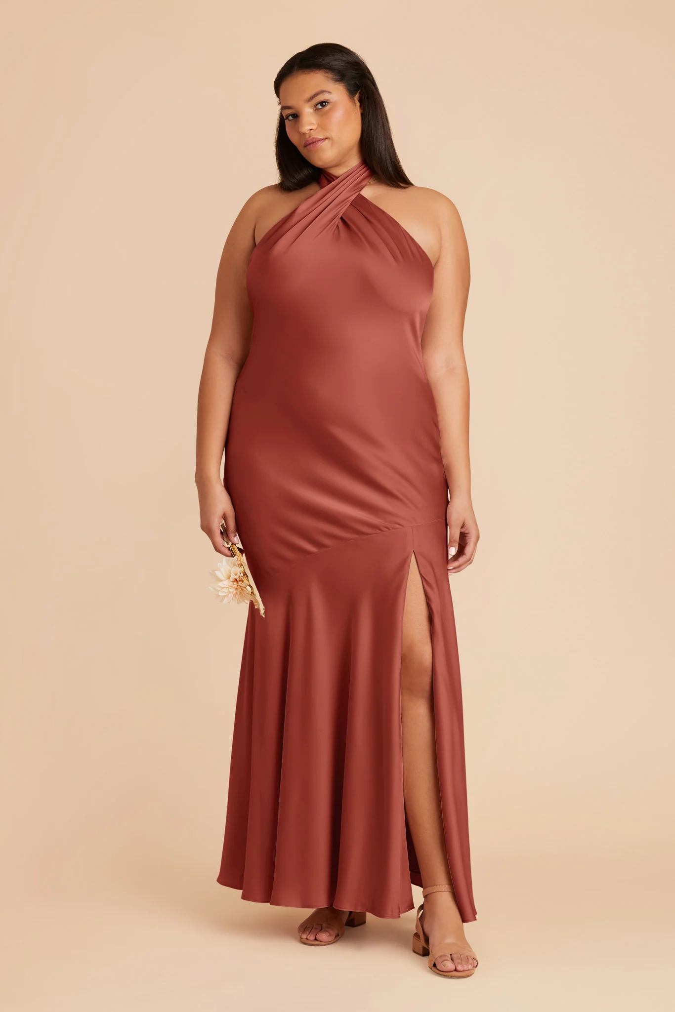 Stephanie Matte Satin Dress - Spice - necksoother