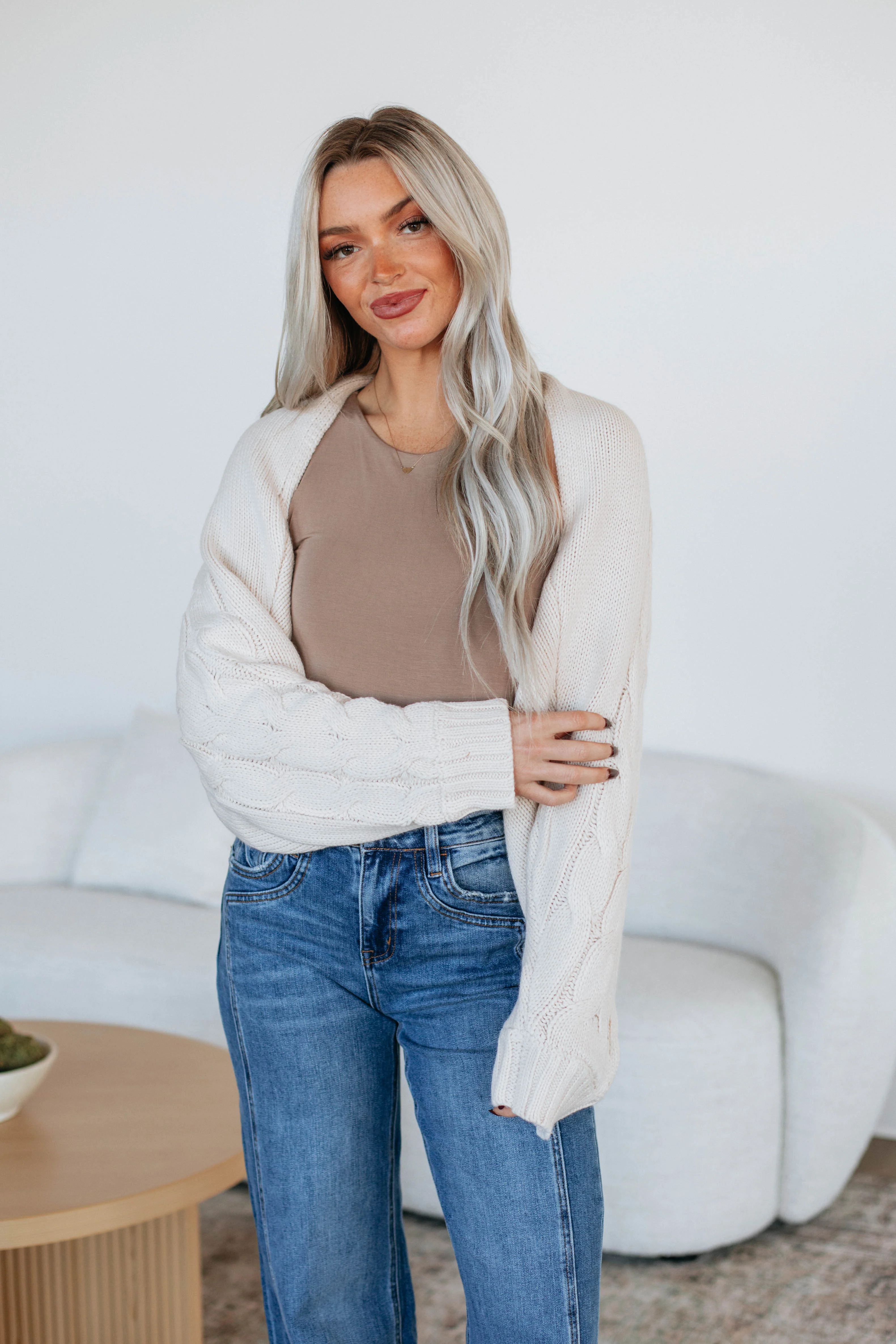 Randi Knit Cardigan - Beige - necksoother