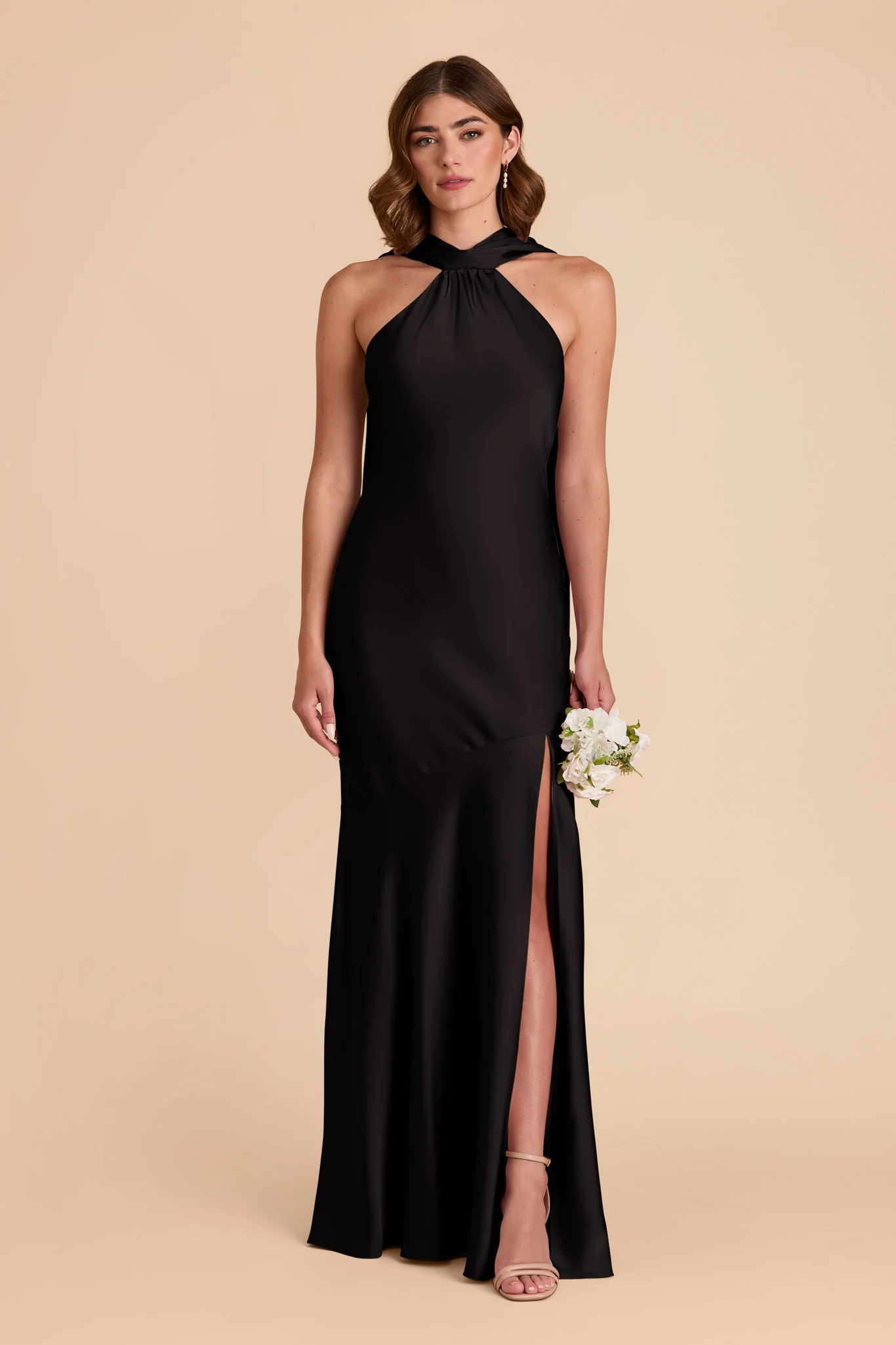 Eileen Matte Satin Dress - Black - necksoother