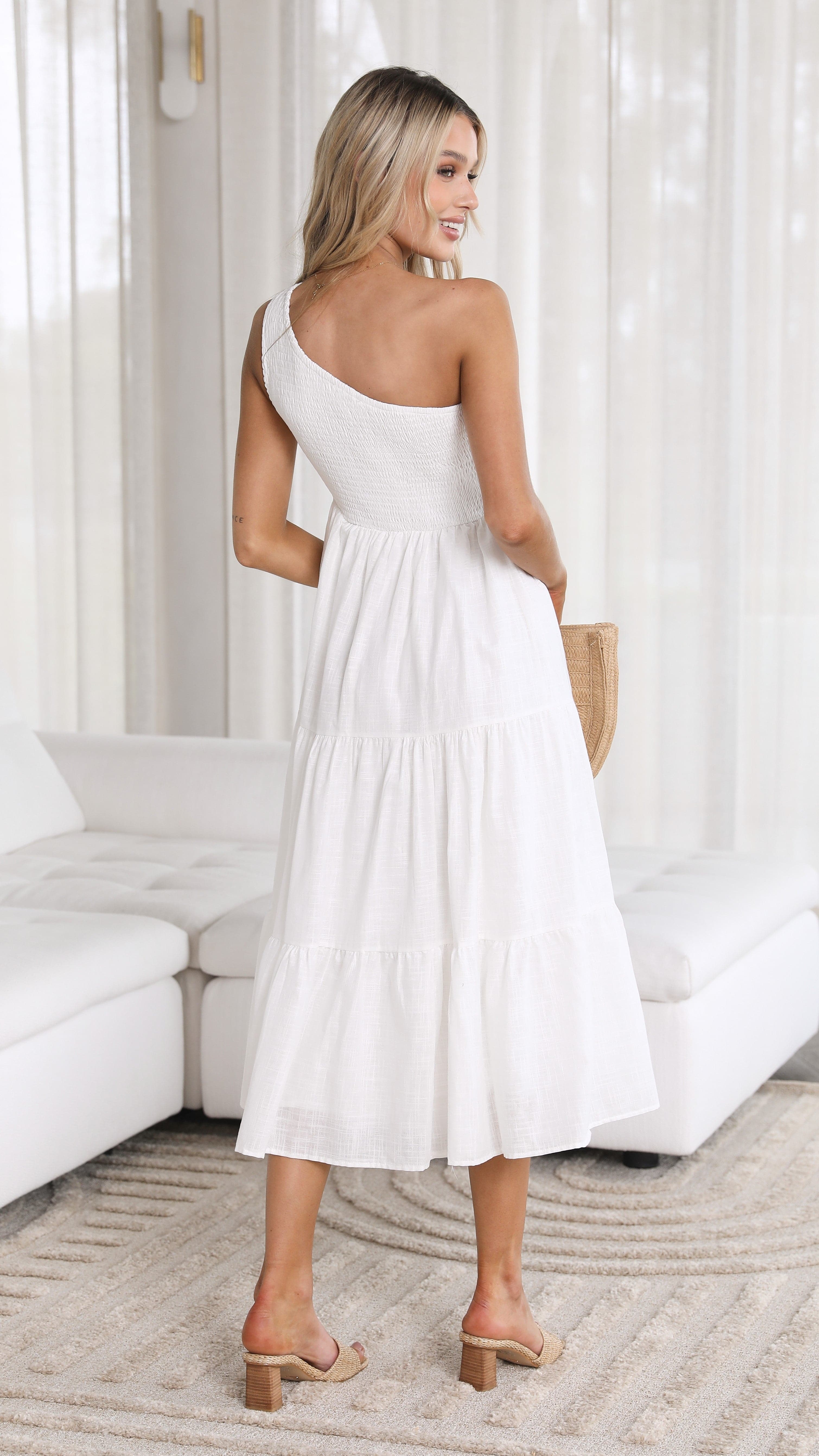Avery Midi Dress - White - necksoother
