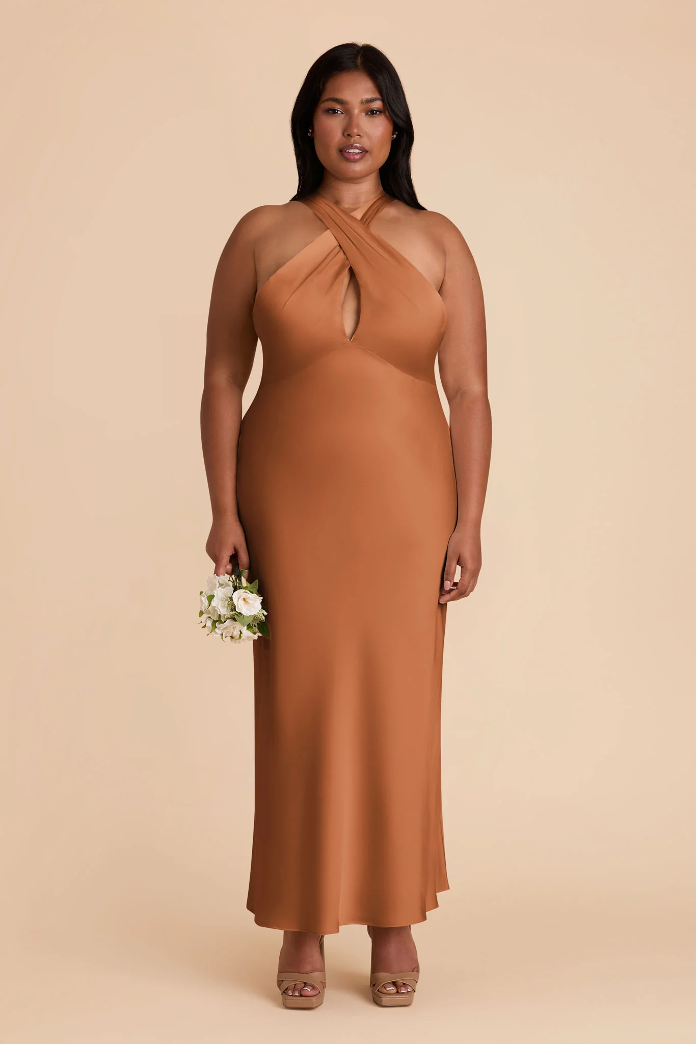 Monique Matte Satin Dress - Rust - necksoother