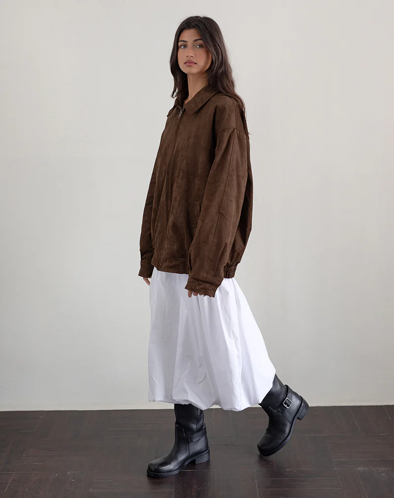 Cavita Jacket in Faux Suede Brown - necksoother