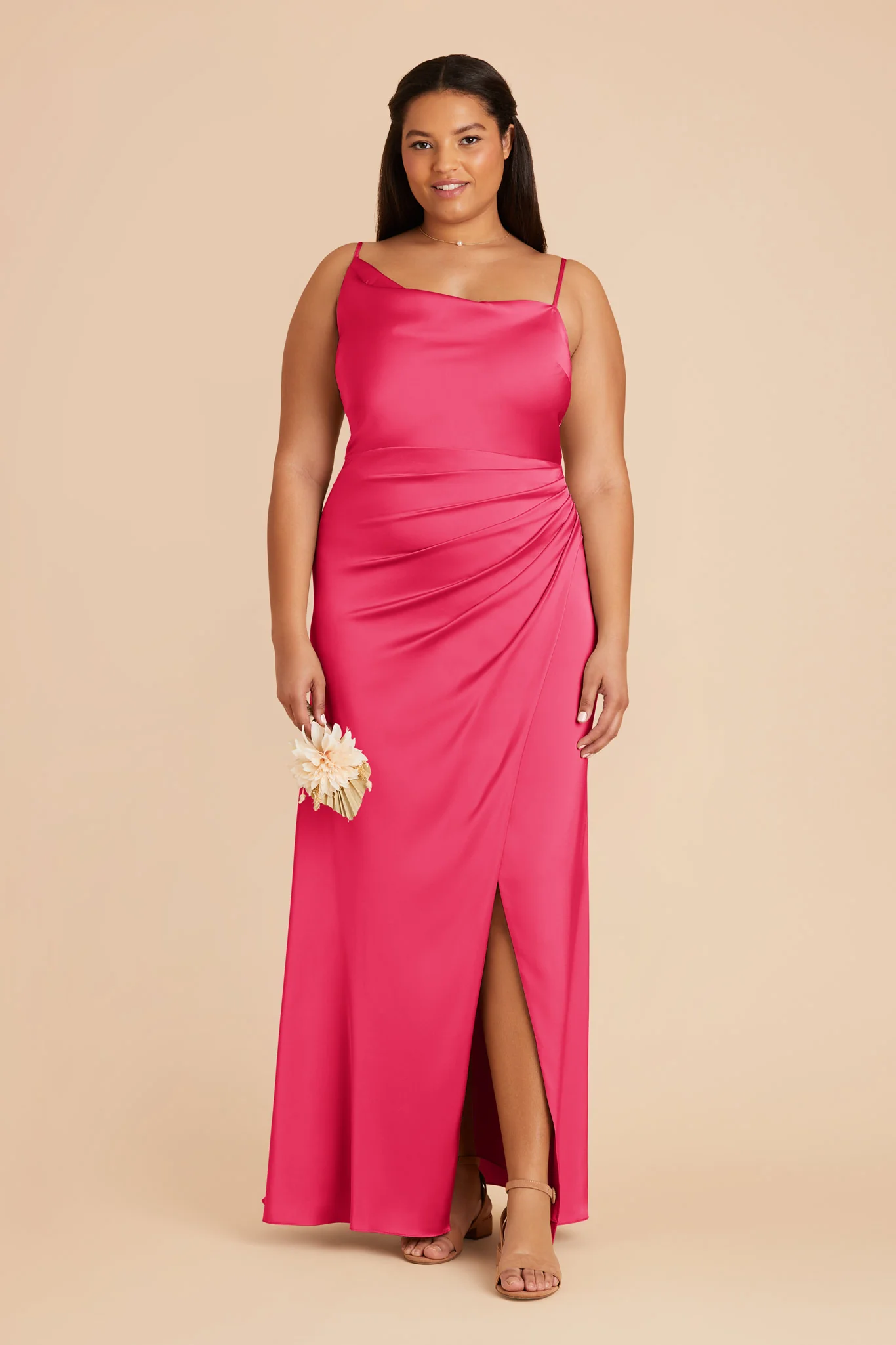 Jennifer Matte Satin Dress - Fuchsia - necksoother