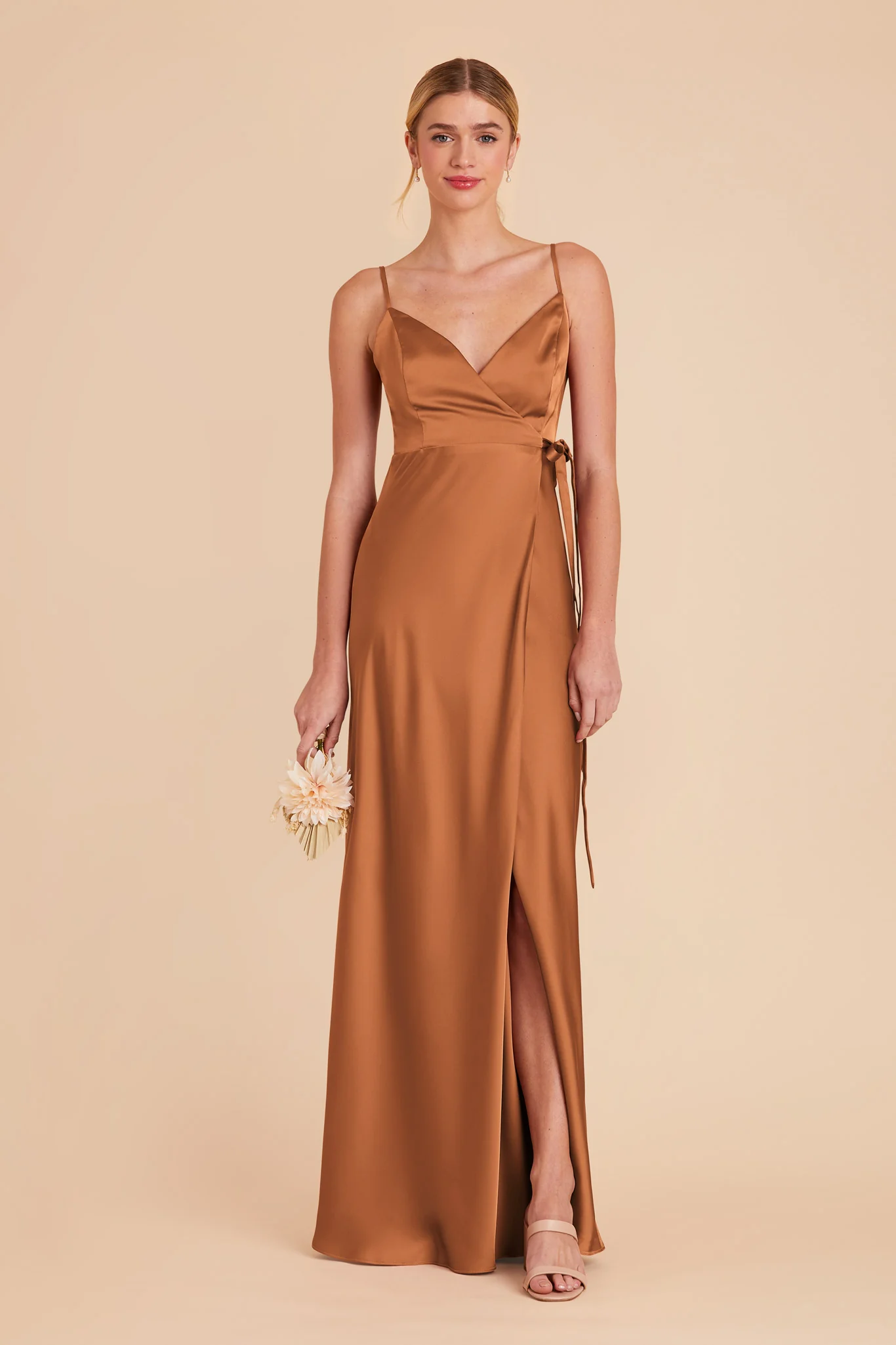 Cindy Matte Satin Dress - Rust - necksoother