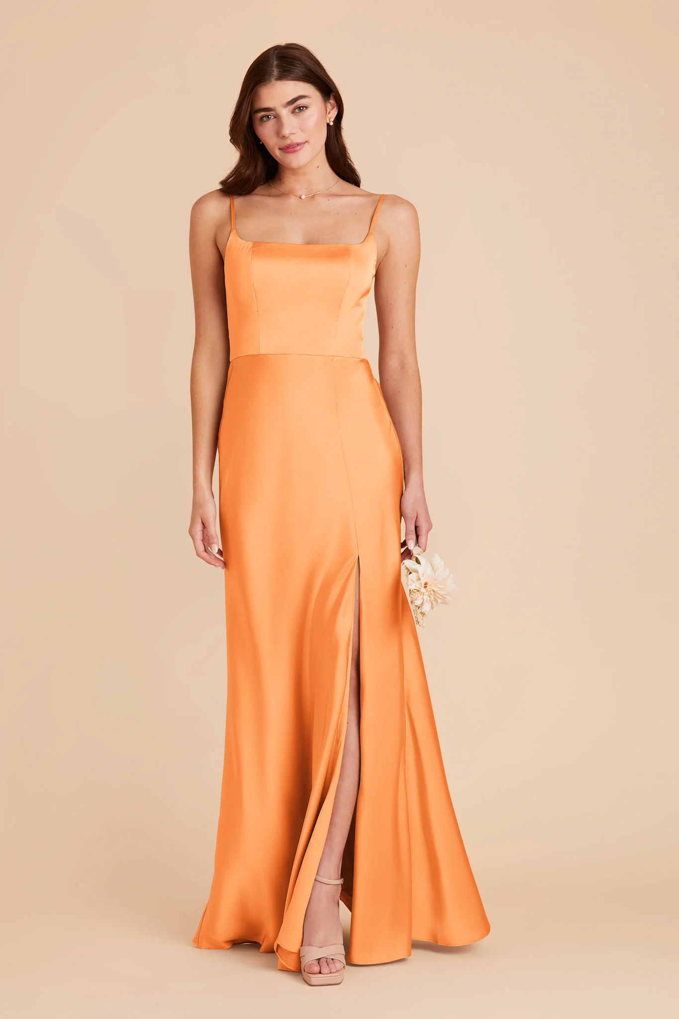 Mai Matte Satin Dress - Apricot - necksoother