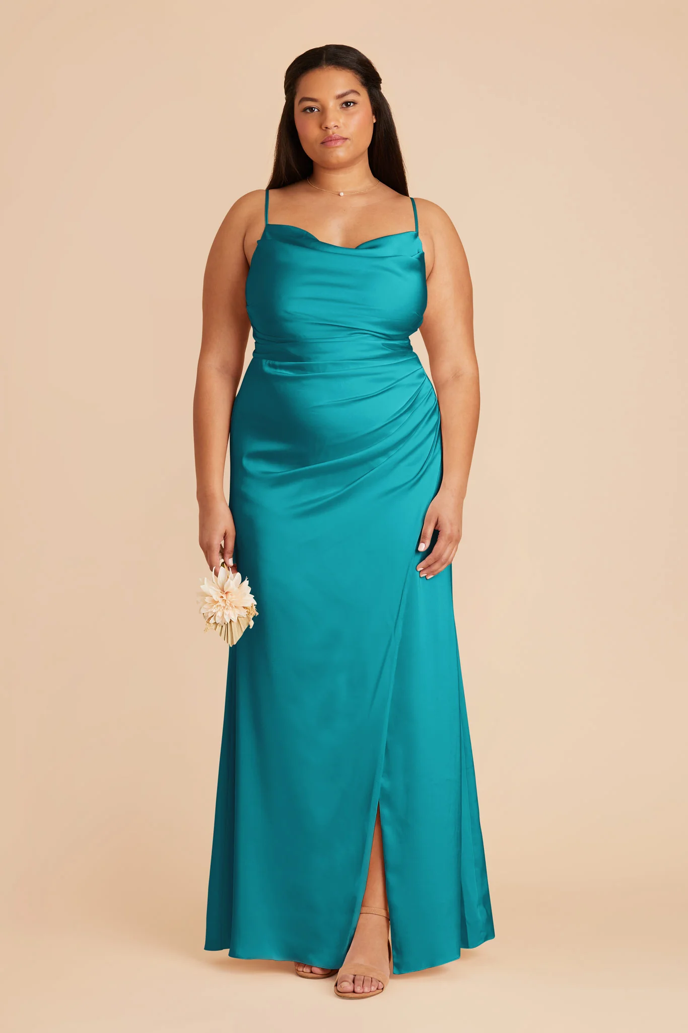 Lydia Matte Satin Dress - Teal - necksoother