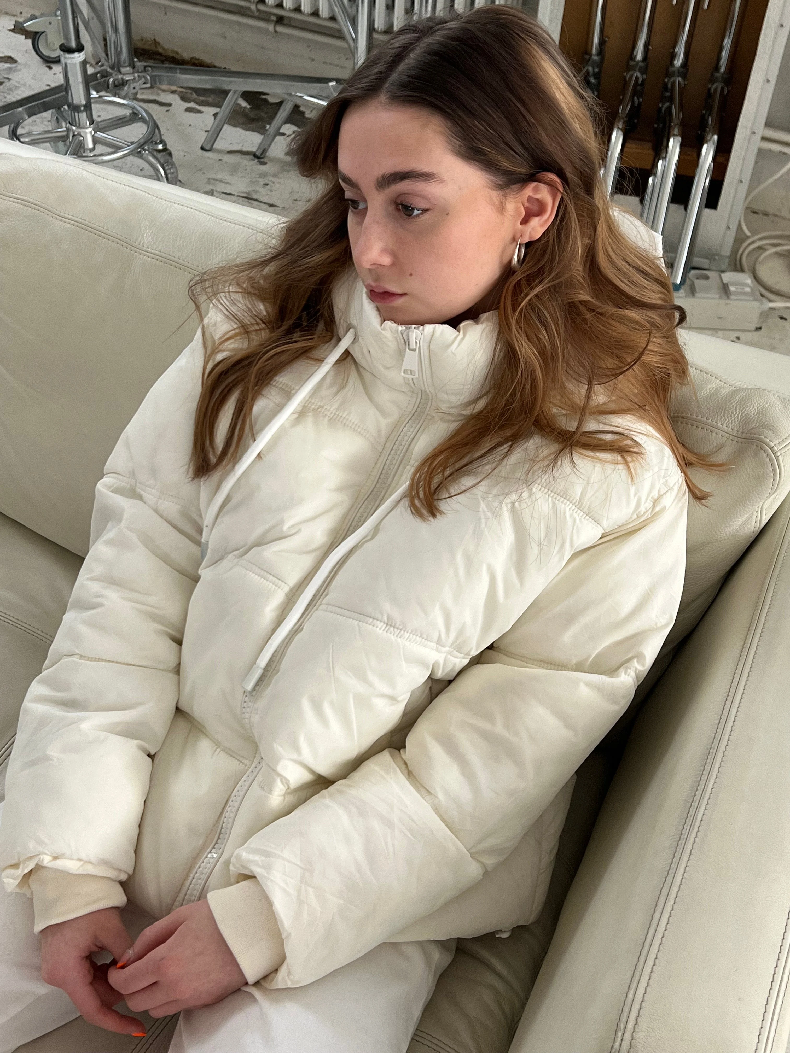 Damla puffer jacket - White - necksoother