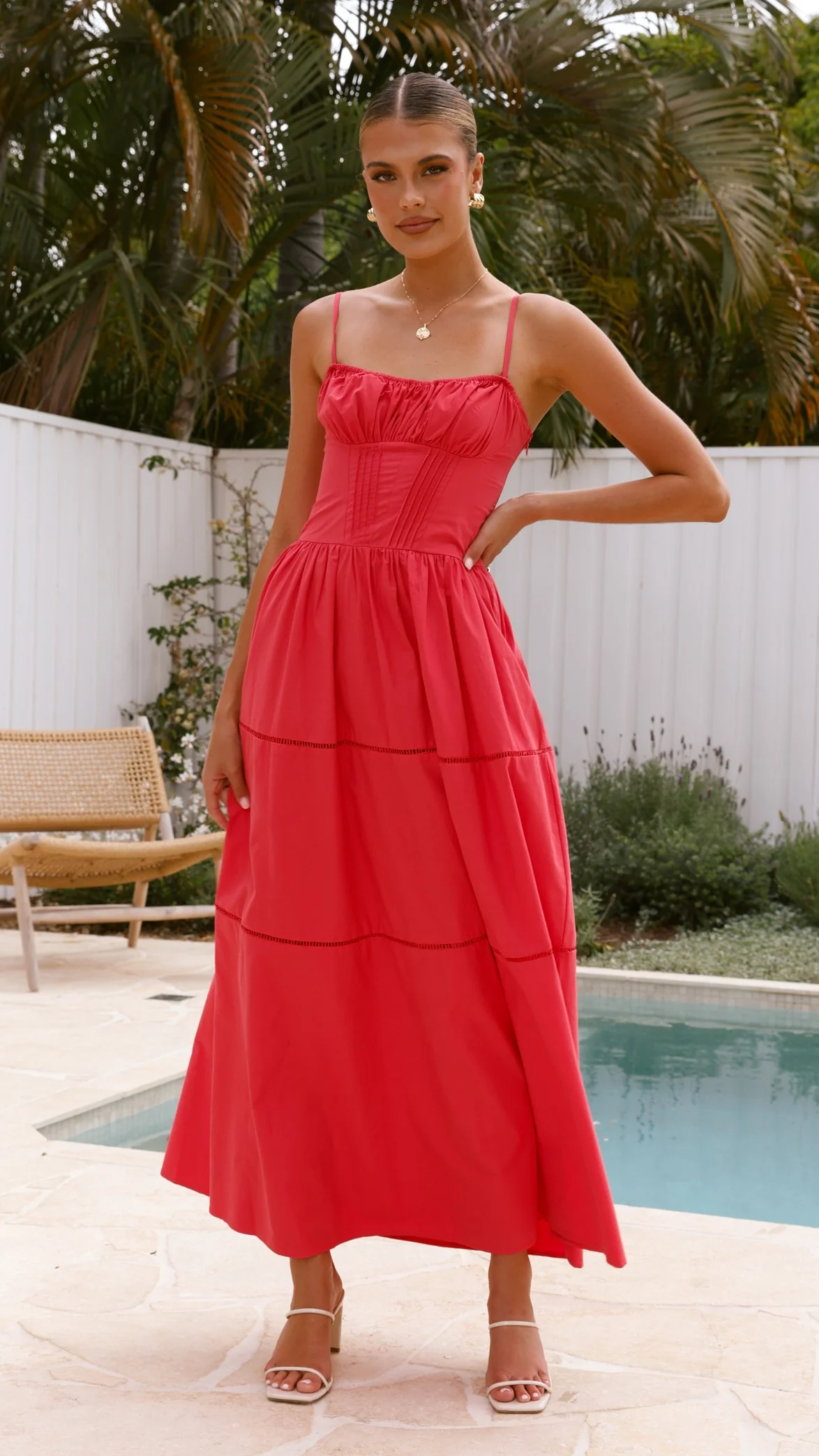 Isabella Maxi Dress - Red - necksoother