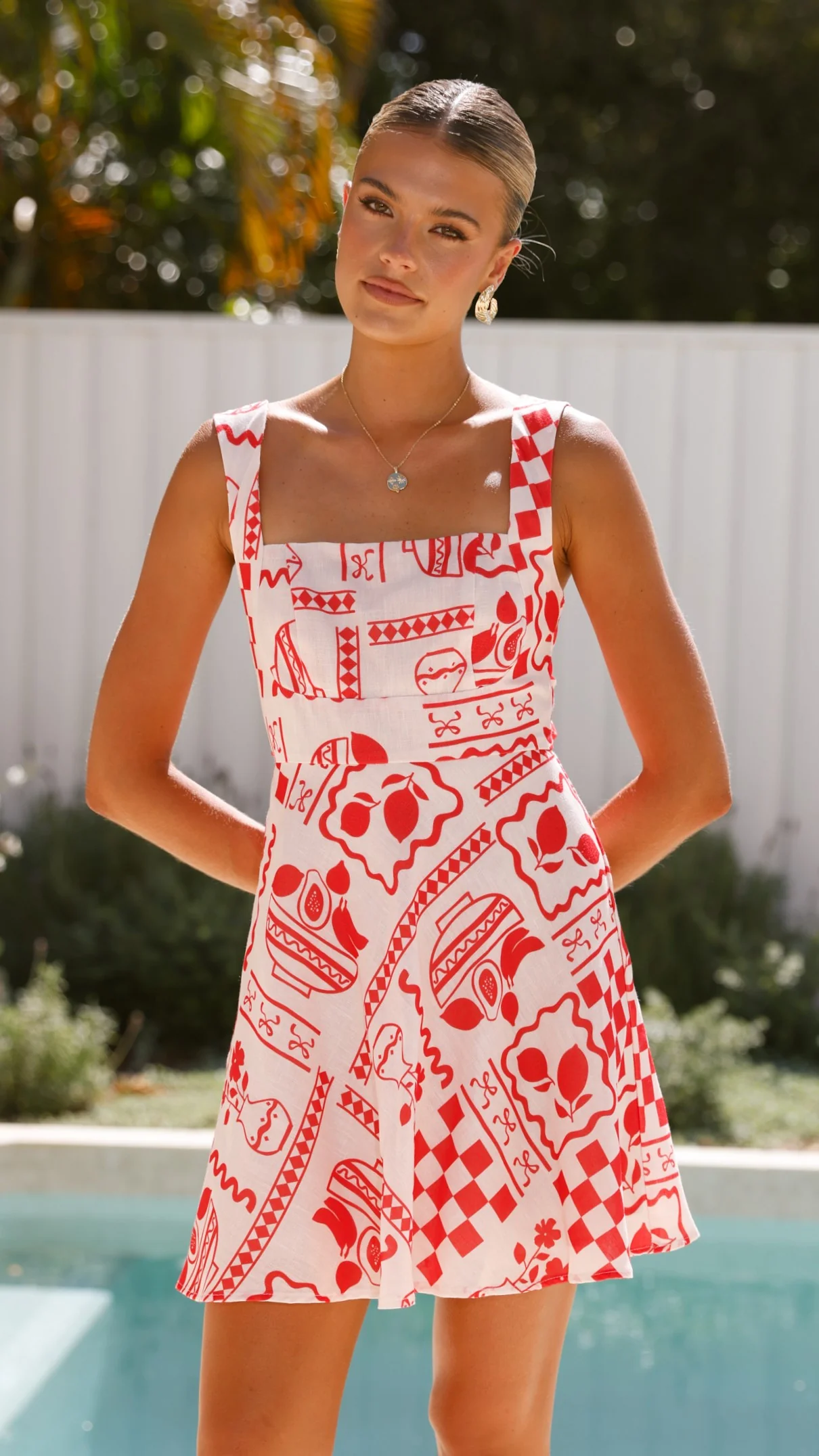 Saide Mini Dress - Red / White - necksoother