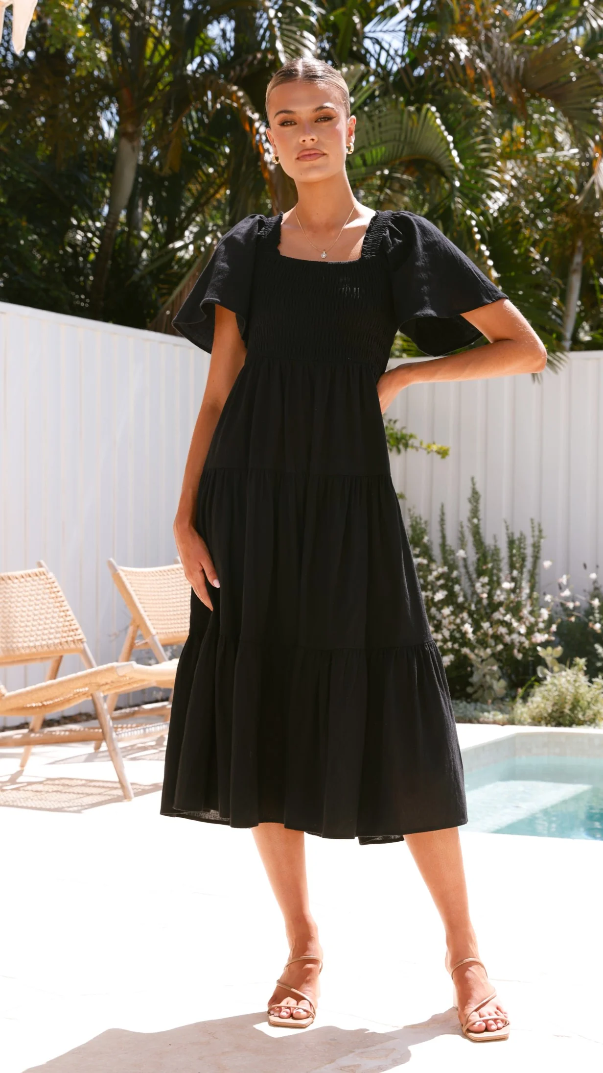 Tyra Midi Dress - Black - necksoother