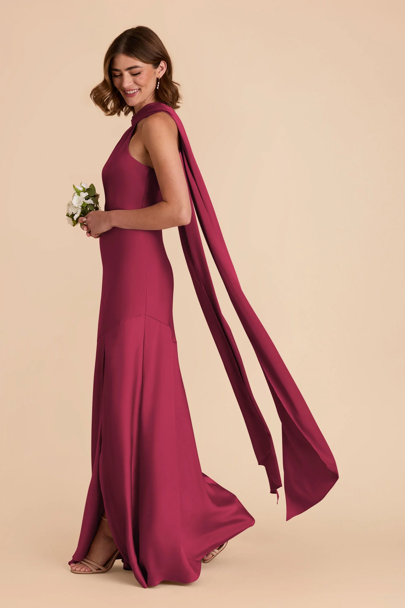 Eileen Matte Satin Dress - Berry - necksoother