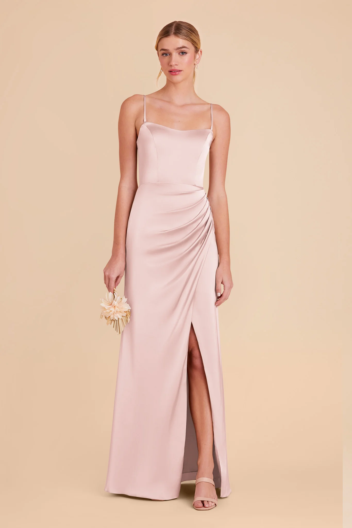 Anne Matte Satin Dress - Pale Blush - necksoother