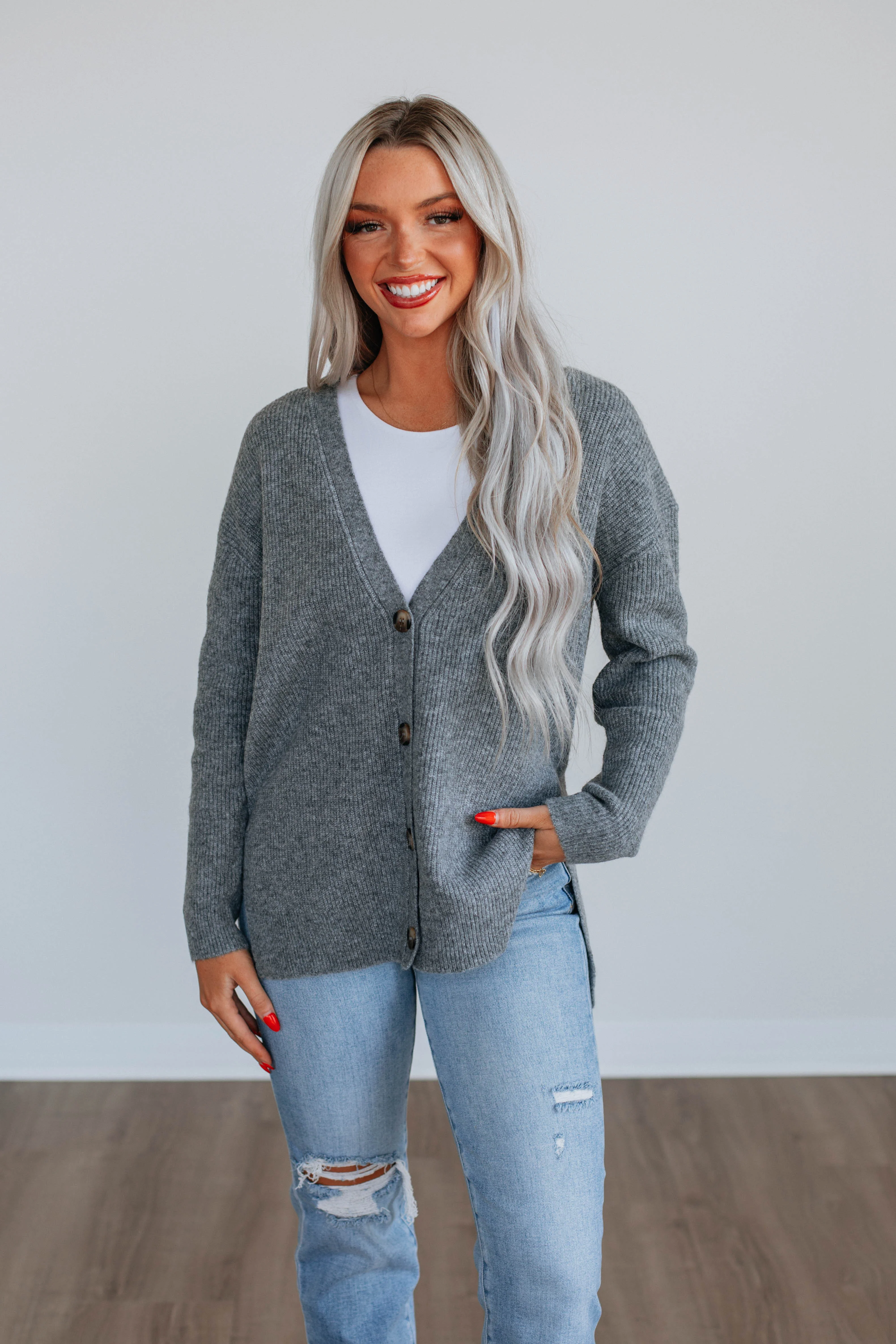 Sherah Knit Cardigan - Charcoal - necksoother