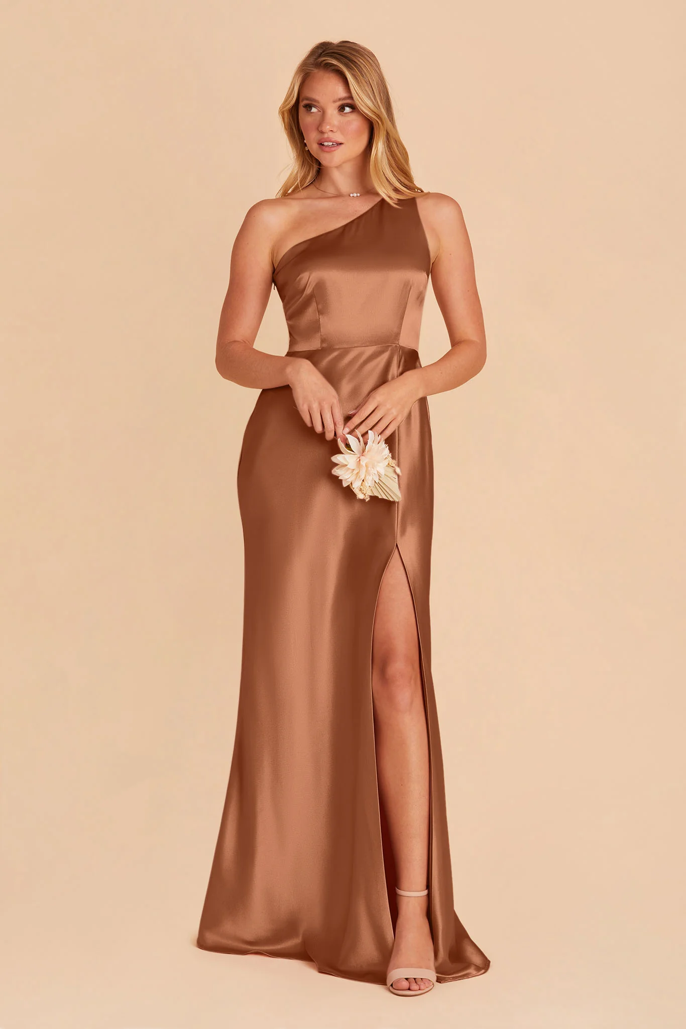 Kira Shiny Satin Dress - Rust - necksoother