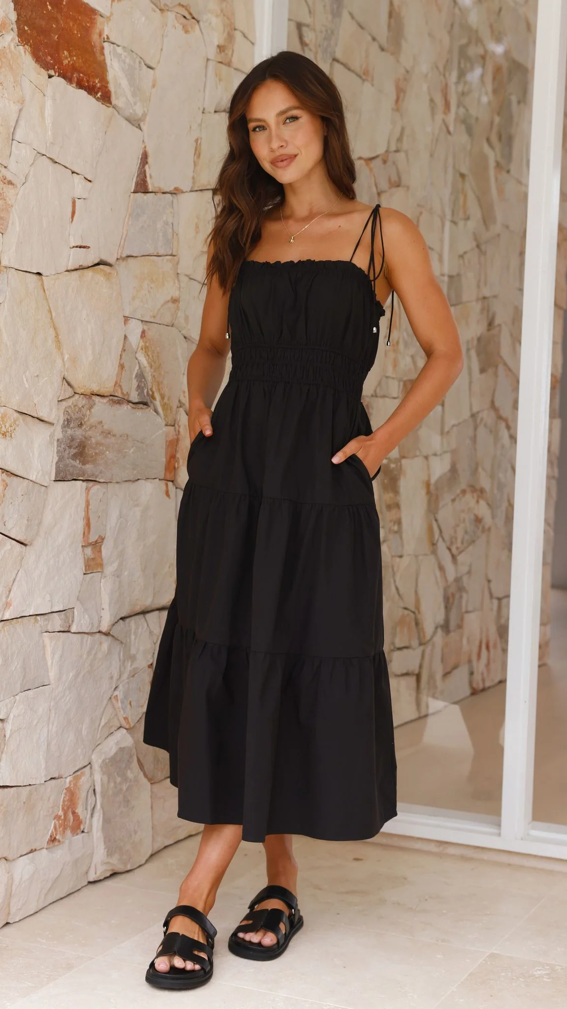 Samaya Midi Dress - Black - necksoother