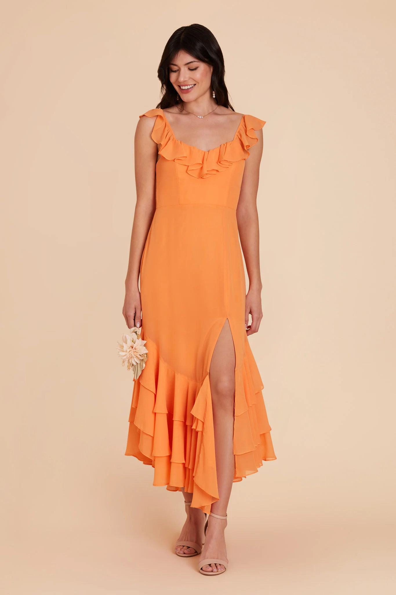 Ginny Chiffon Dress - Apricot - necksoother
