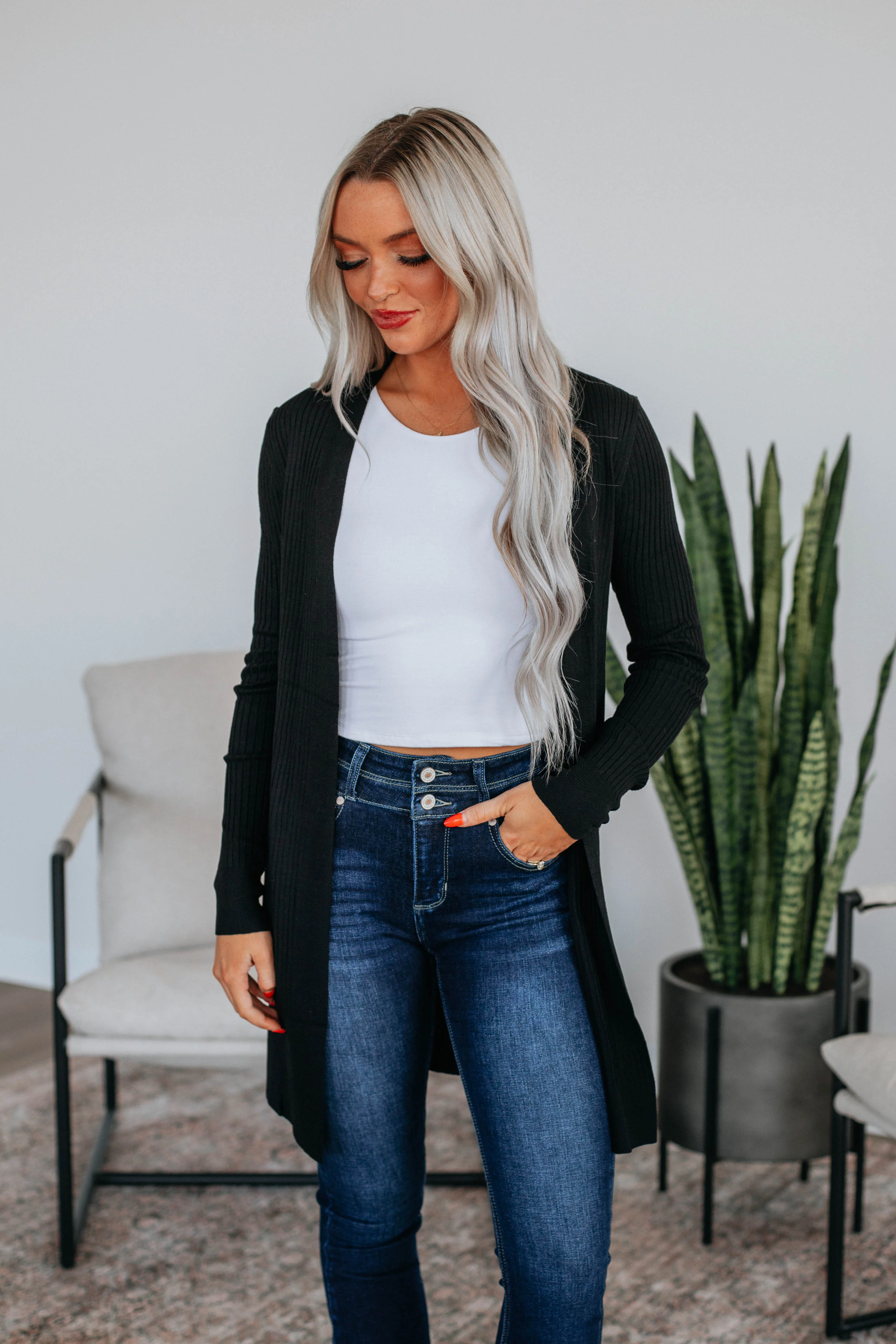 Maylin Ribbed Cardigan - Black - necksoother