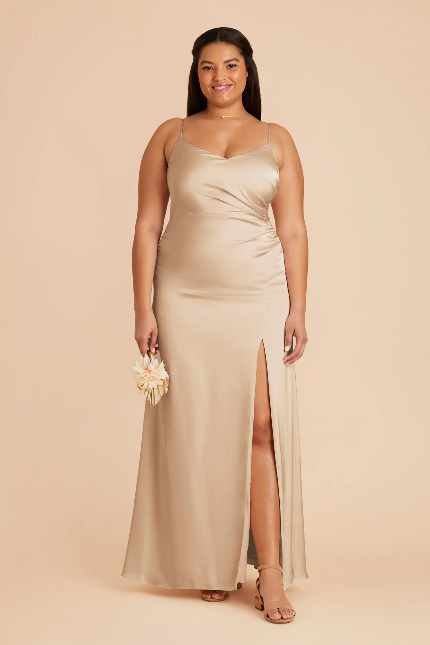 Catherine Matte Satin Dress - Gold - necksoother