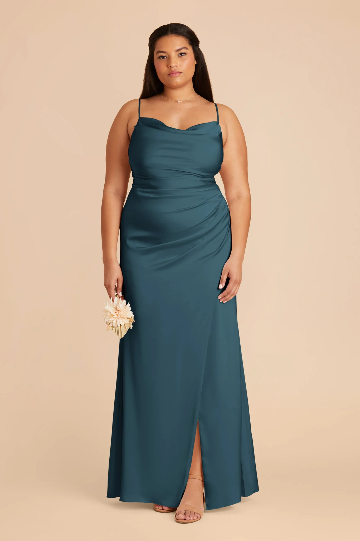 Lydia Matte Satin Dress - Dark Teal - necksoother