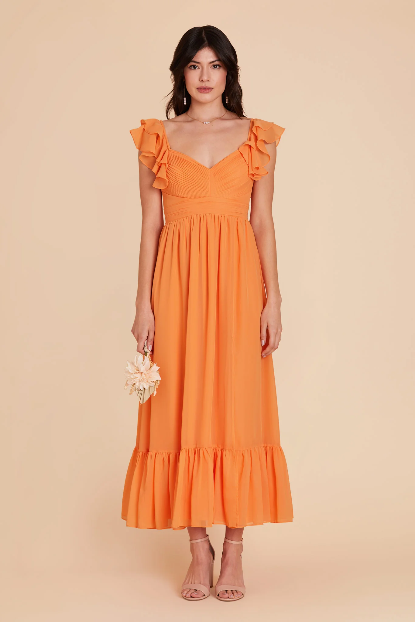 Michelle Chiffon Dress - Apricot - necksoother