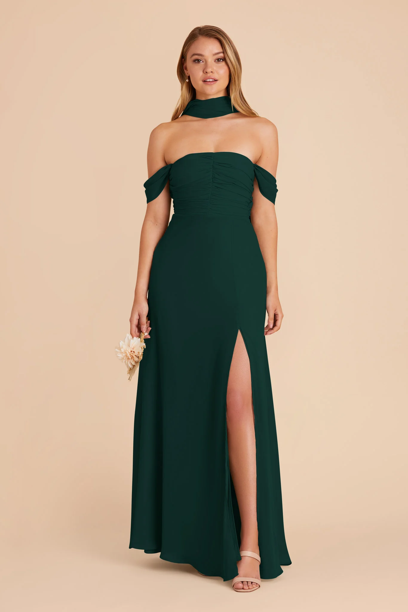 Cara Chiffon Dress - Emerald - necksoother