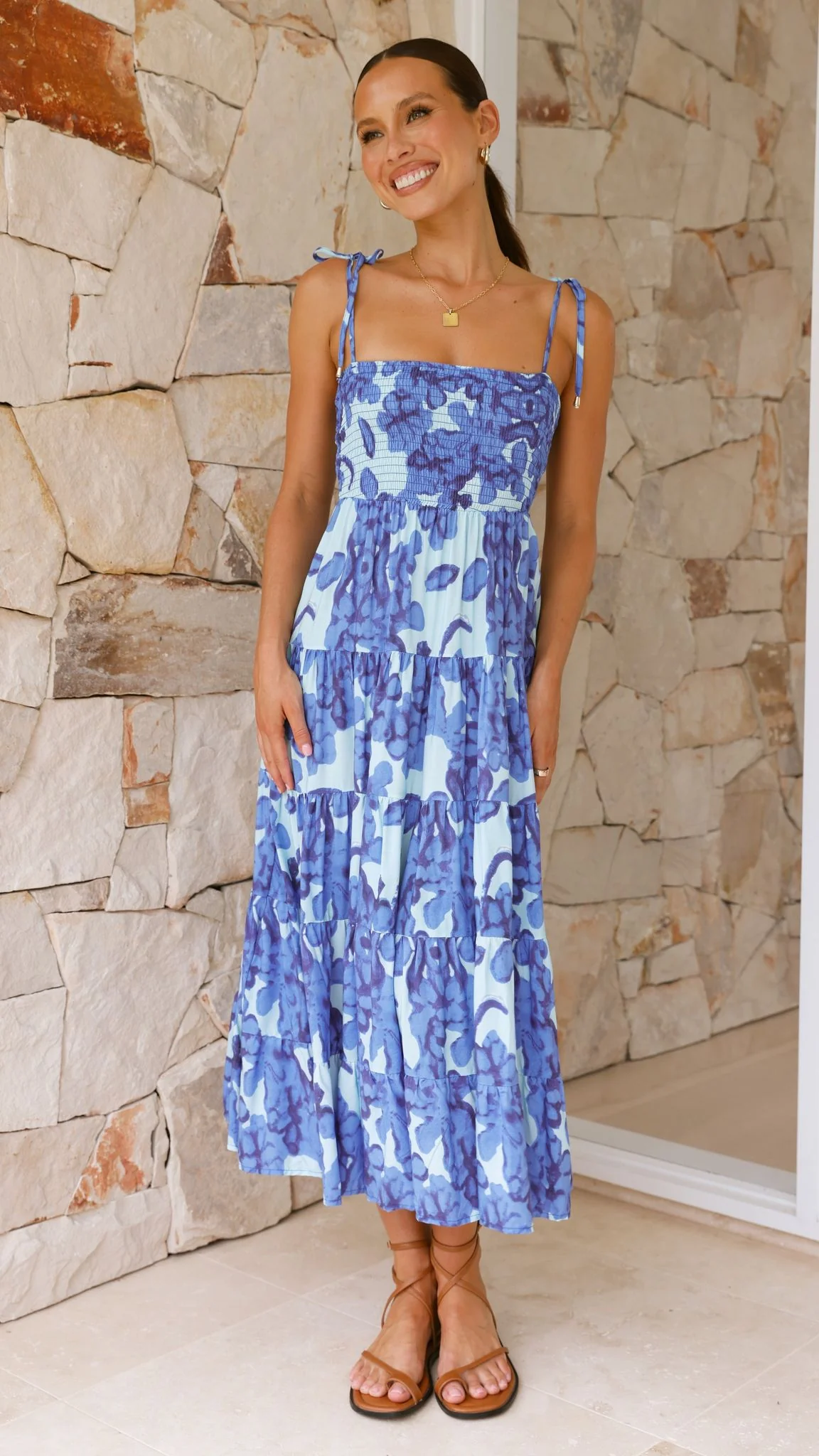 Badar Maxi Dress - Blue Floral - necksoother