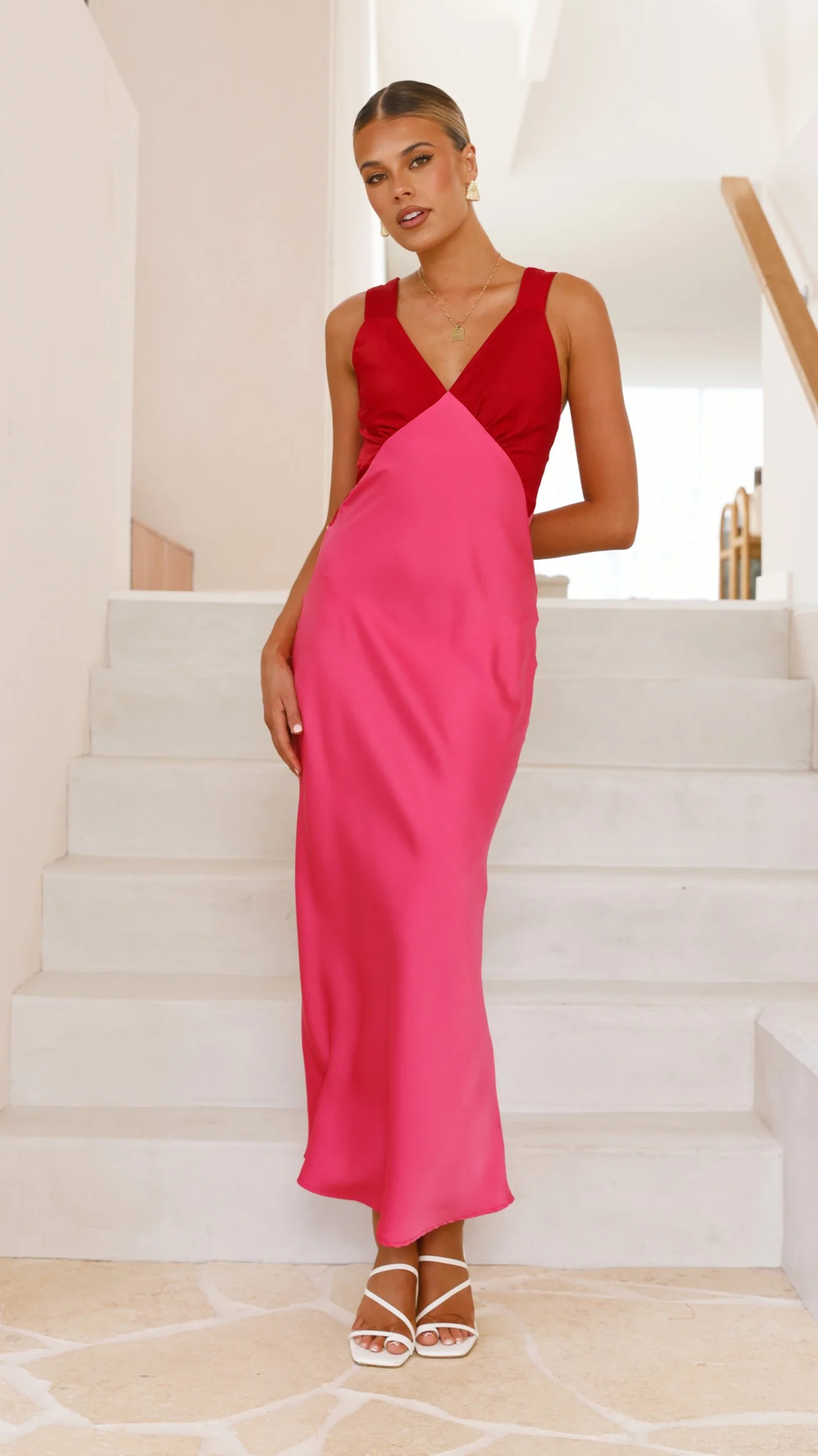 Glacia Maxi Dress - Pink/Red - necksoother
