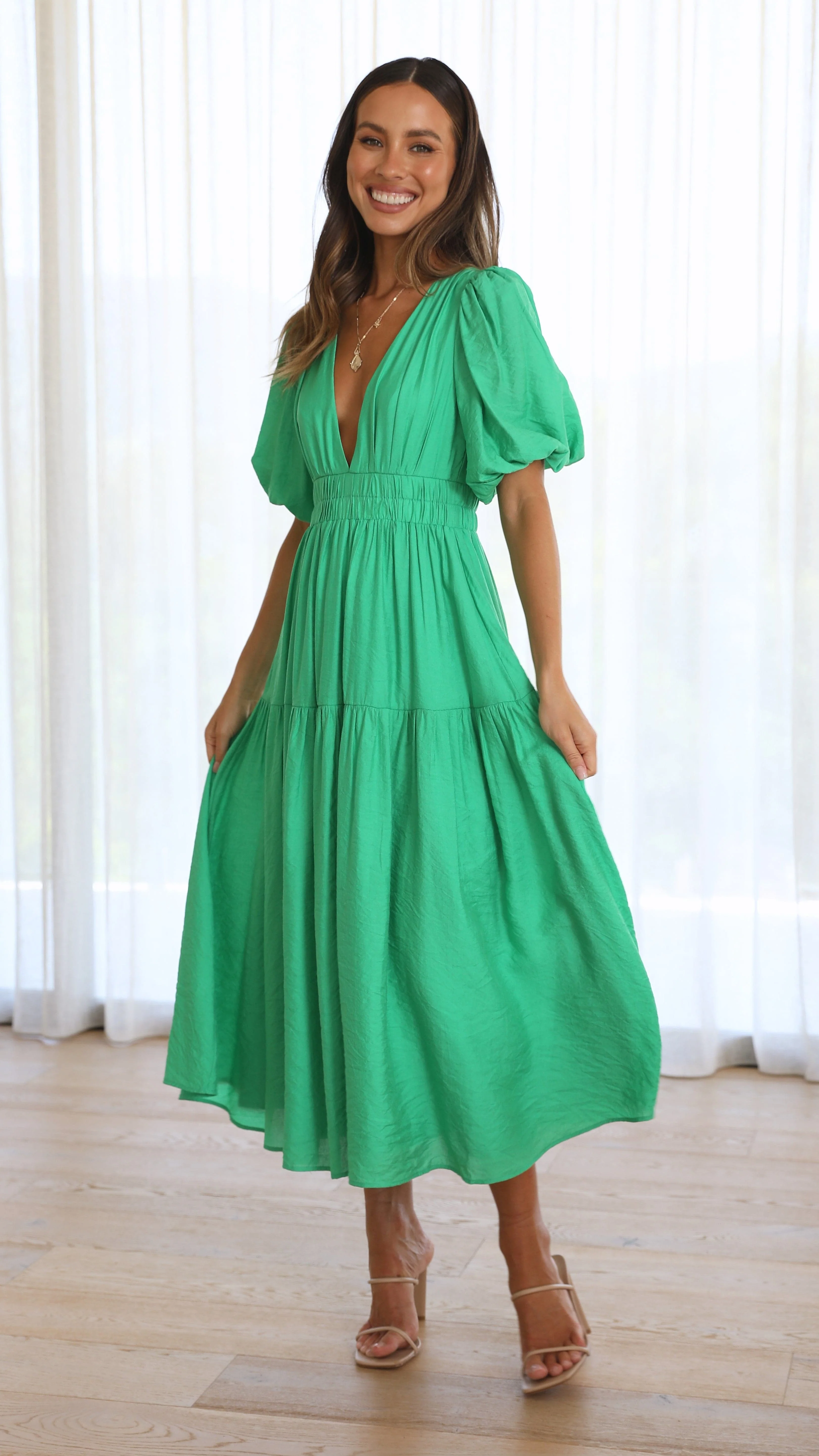 Erin Midi Dress - Green - necksoother