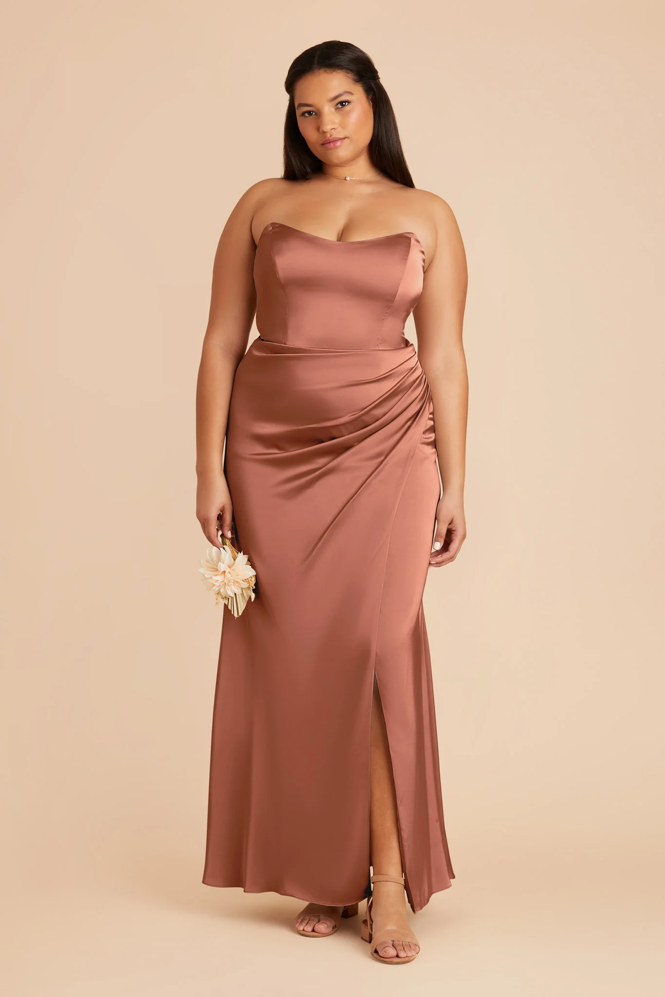 Anne Matte Satin Dress - Desert Rose - necksoother