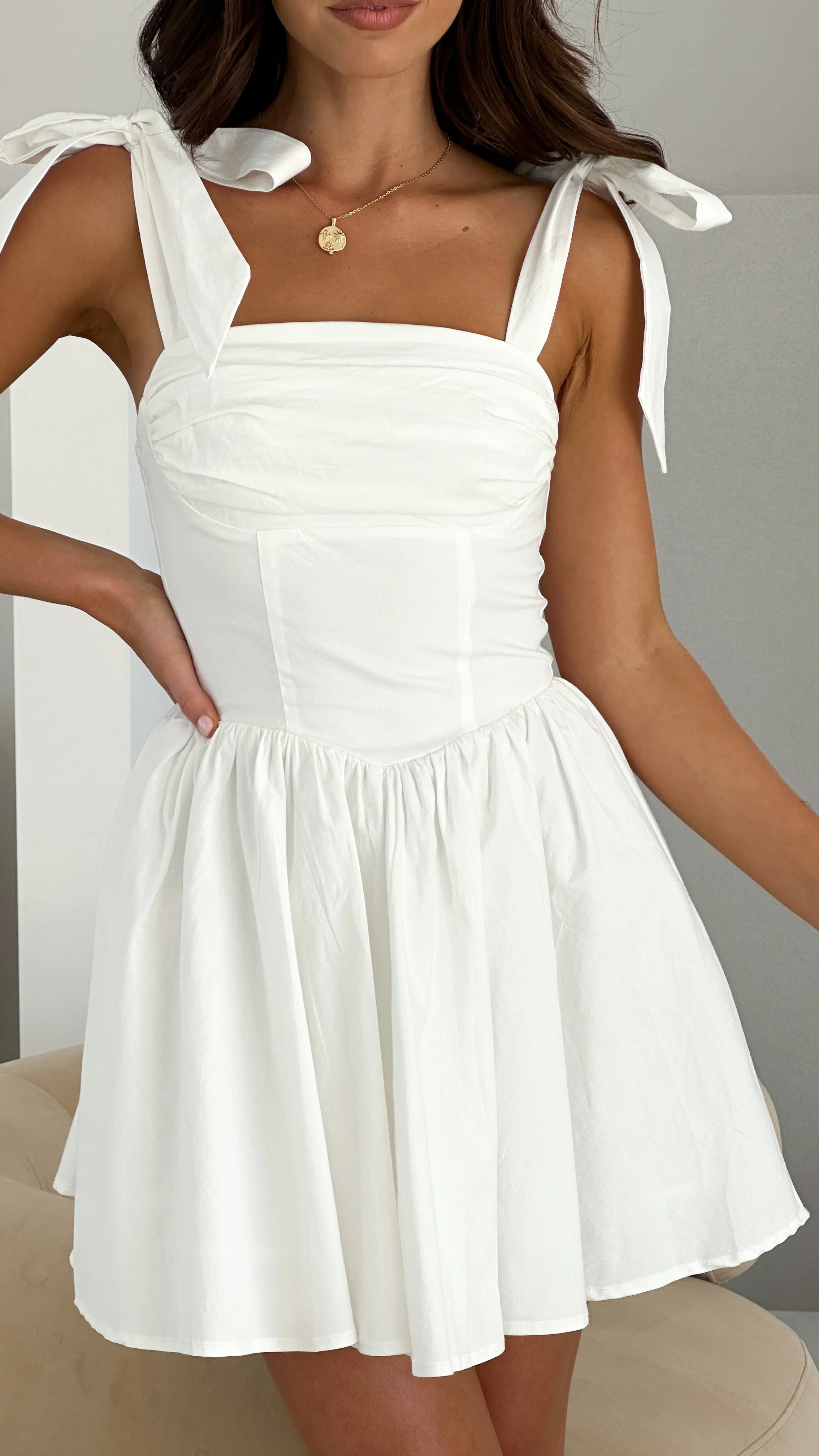 Haisley Mini Dress - White - necksoother