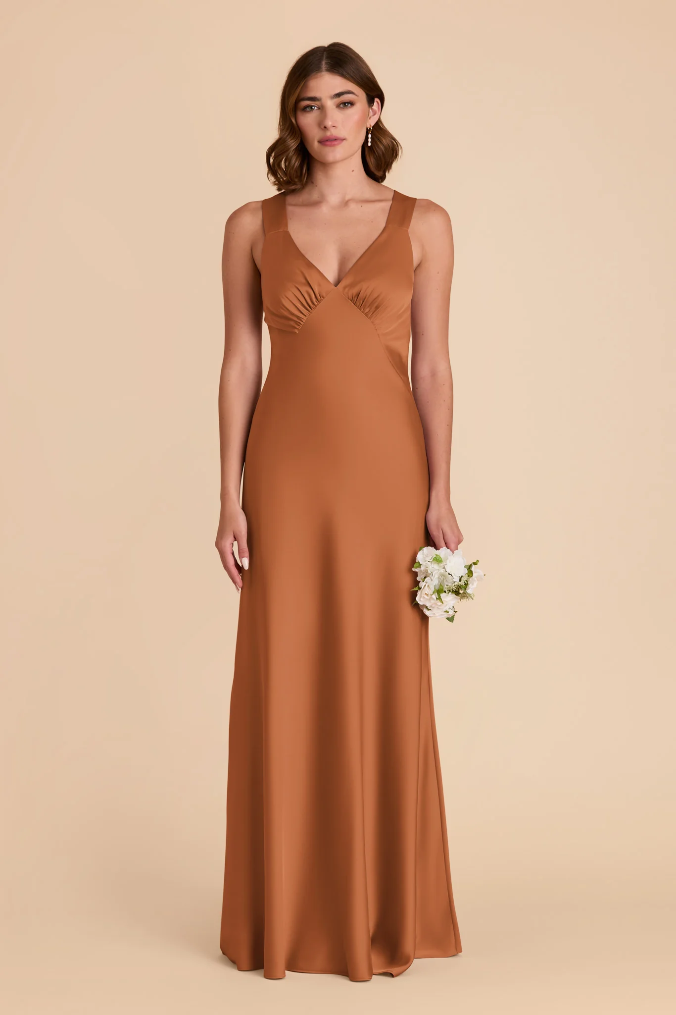 Veronica Matte Satin Dress - Rust - necksoother
