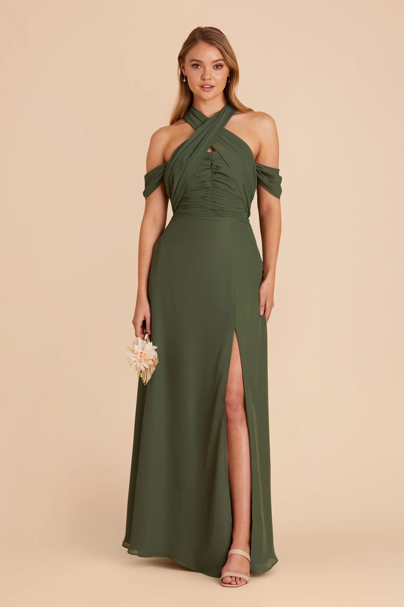 Cara Chiffon Dress - Olive - necksoother