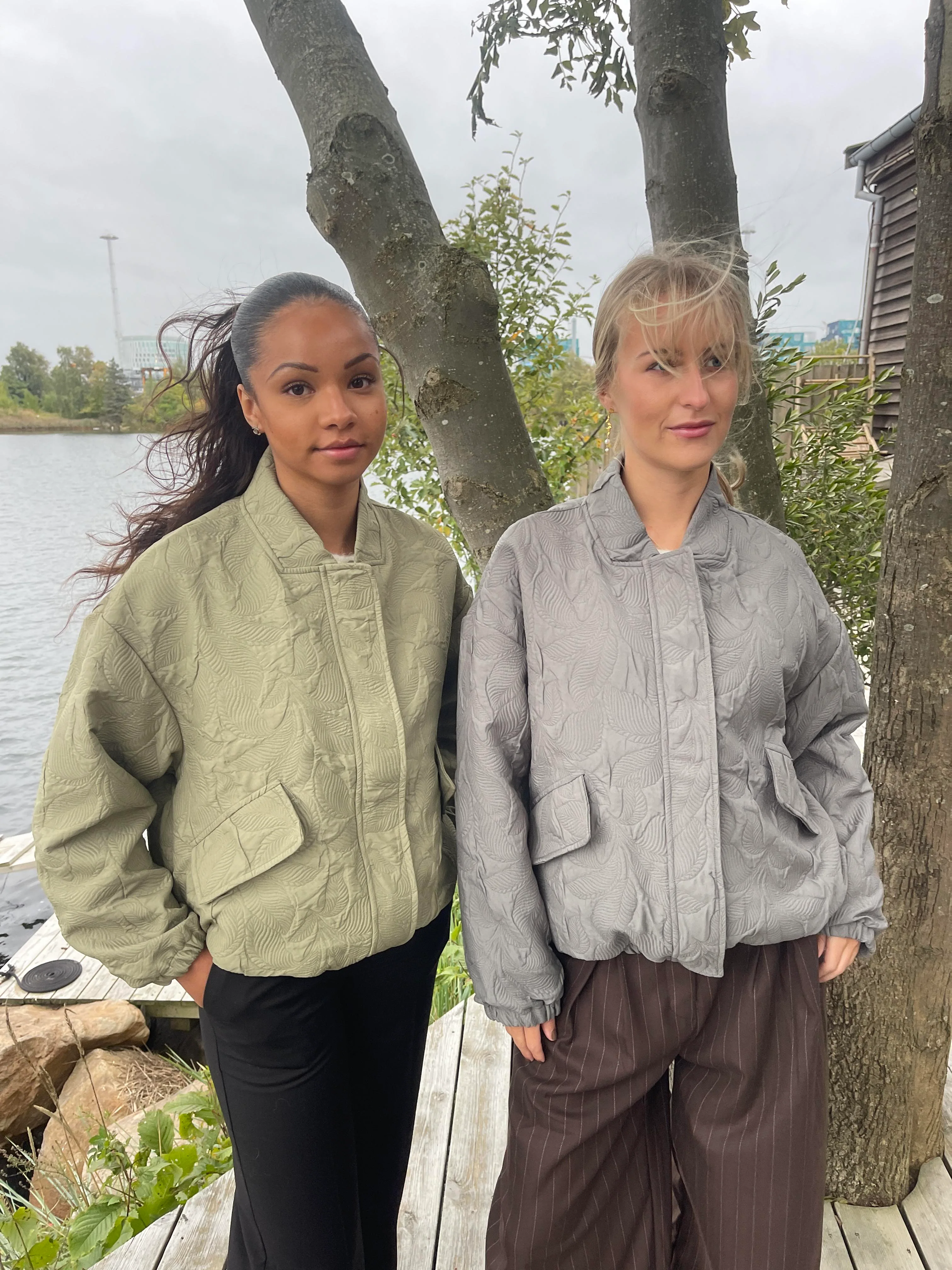 Lillian jacket with pattern - Khaki - necksoother